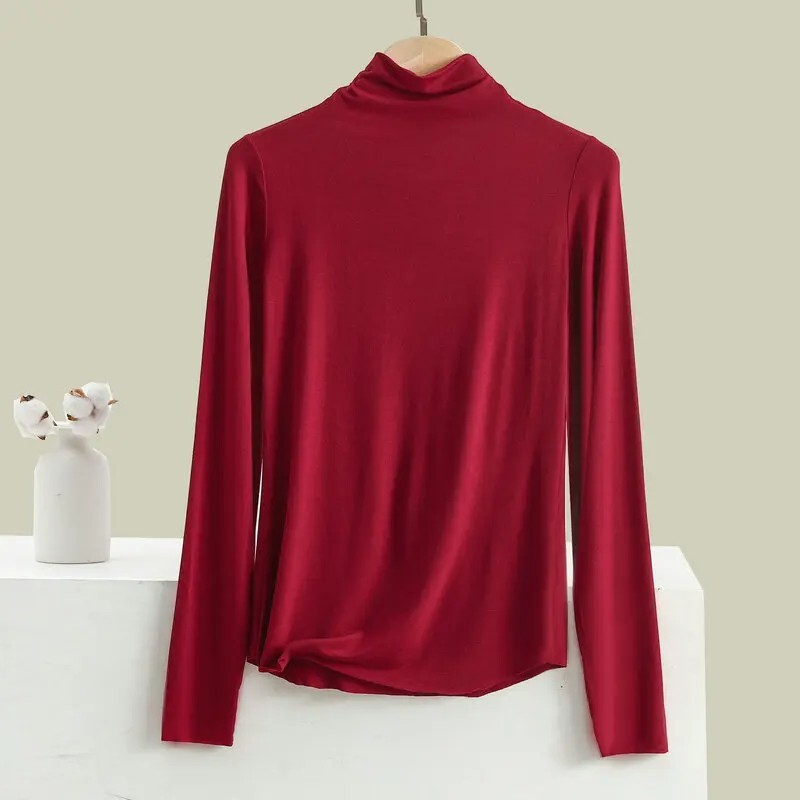 Hot Sale Womens Fashion hot tops High Neck T Shirt Undershirt Long Sleeve