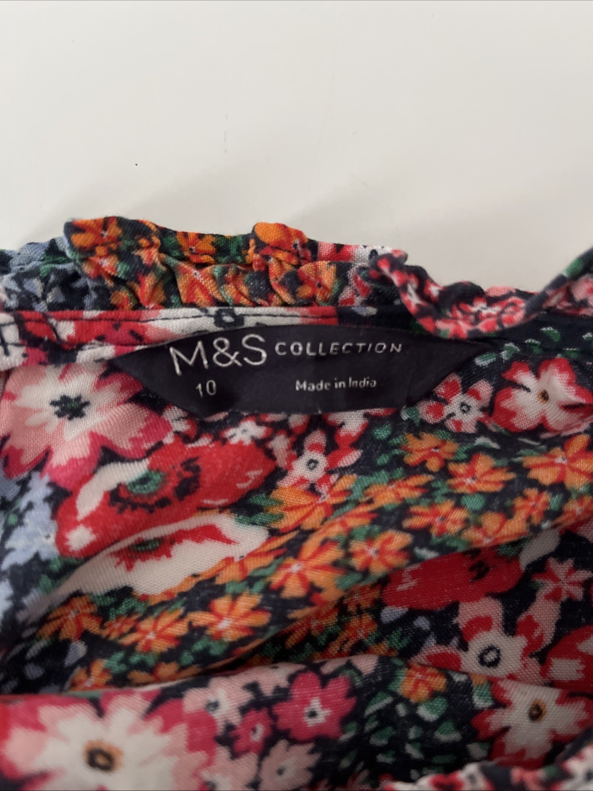 Long Sleeved Blouse M&S Pink Blue White Floral UK 10 Ladies