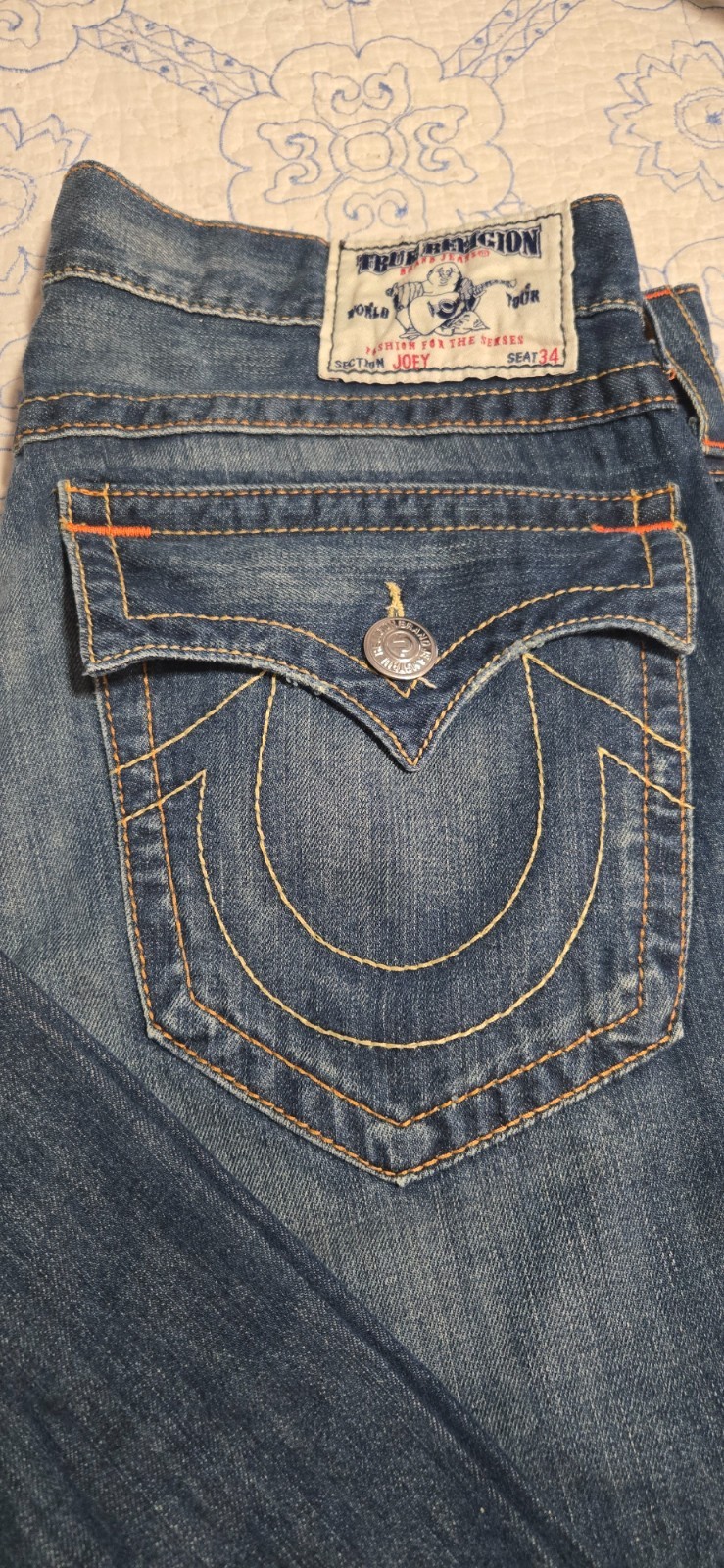 True Religion Jeans Joey World Tour Seat 34 Mens Bootcut Size 36×34