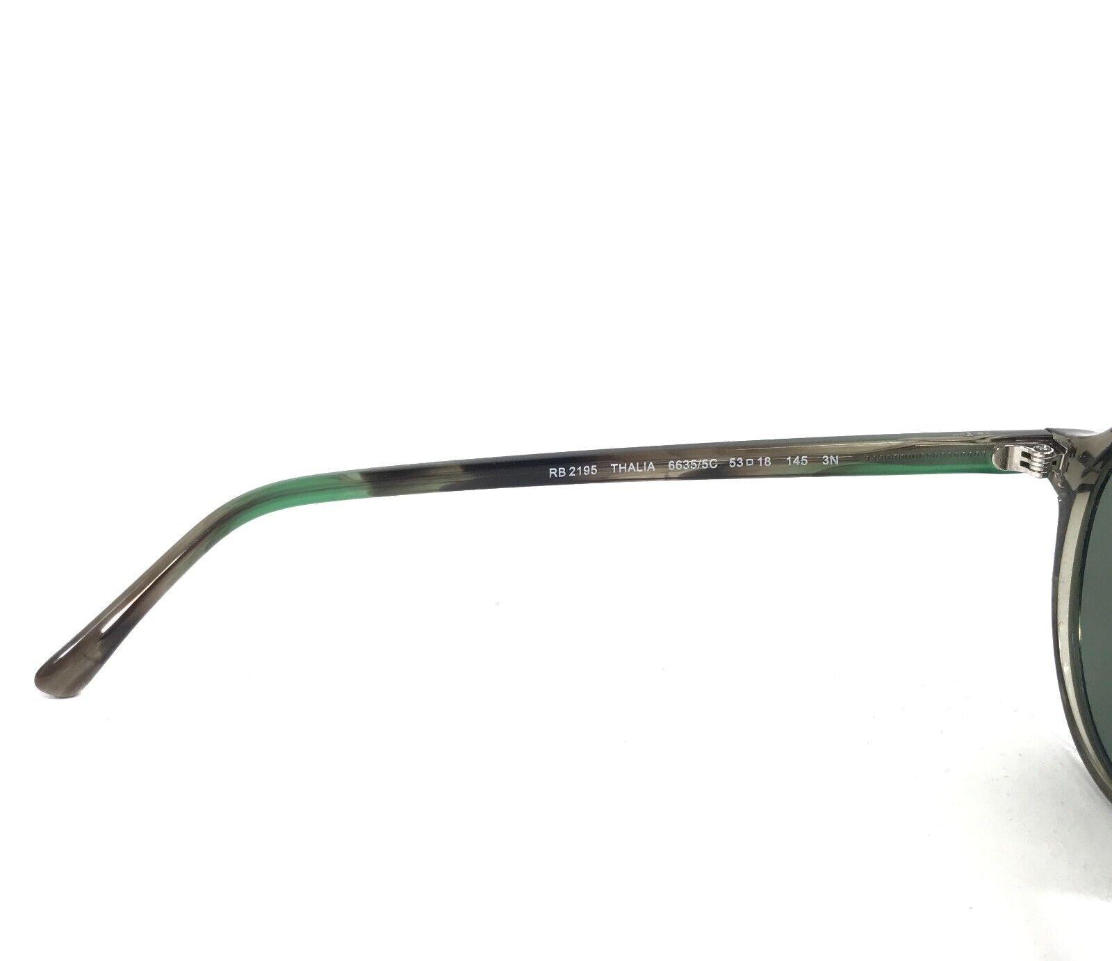 Ray-Ban Sunglasses RB2195 THALIA 6635/5C Transparent Green w/ Grey Mirror 53 mm