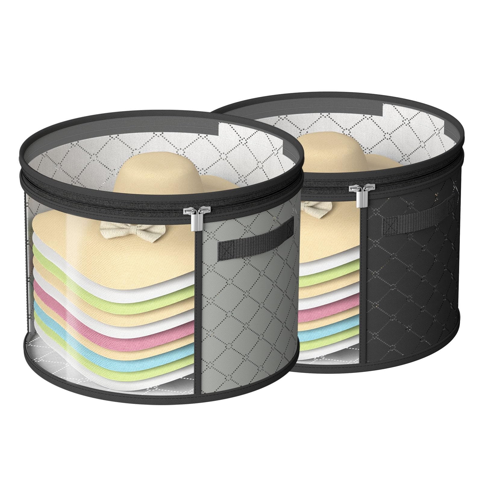 STARGAZ Hat Boxes For Women Storage 16.5 inches x 10.4 inches, Gray and Black