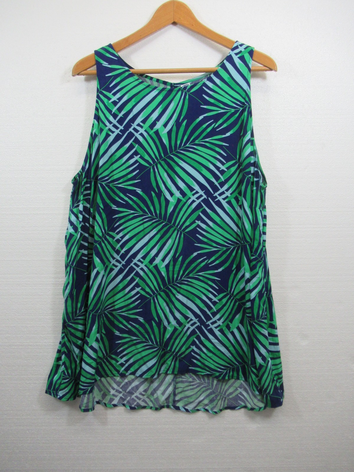 Old Navy Tropical Palm Leaves Print Tank Top Plus Size 3X Blue Relaxed