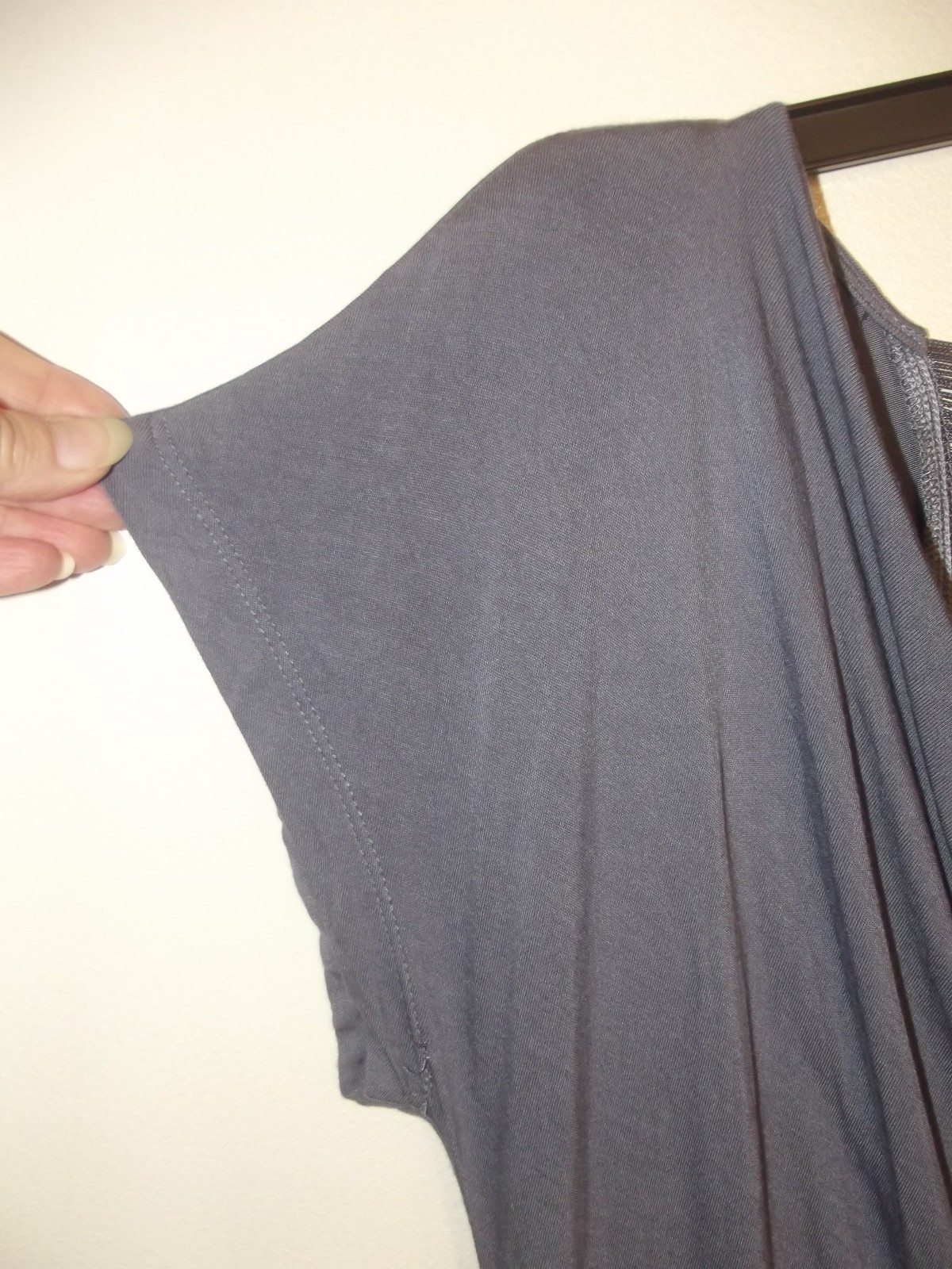 Purple Grey, Cowl neck, Open back, Long-length, Top / T-shirt, Womens UK 8 Party