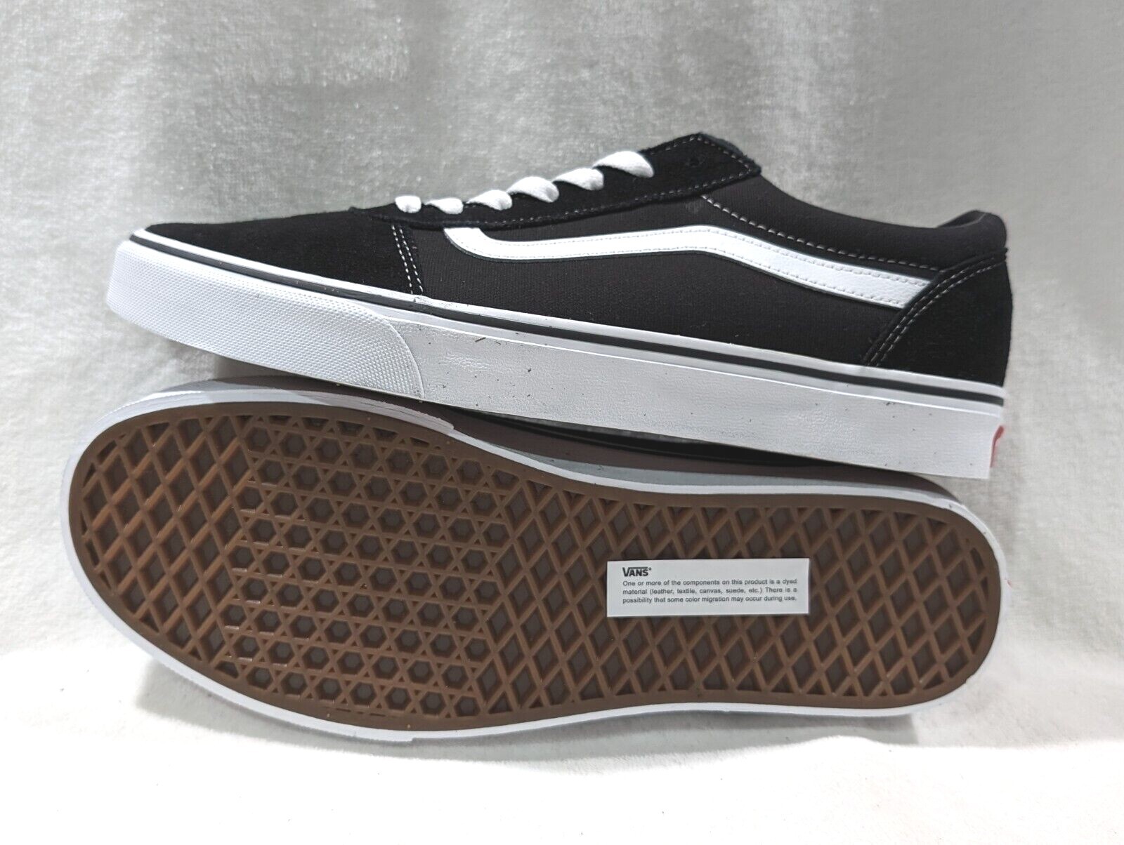 Vans Men’s Ward Black/White Suede/Canvas Mix Skate Shoes – Size 9/10 NWB
