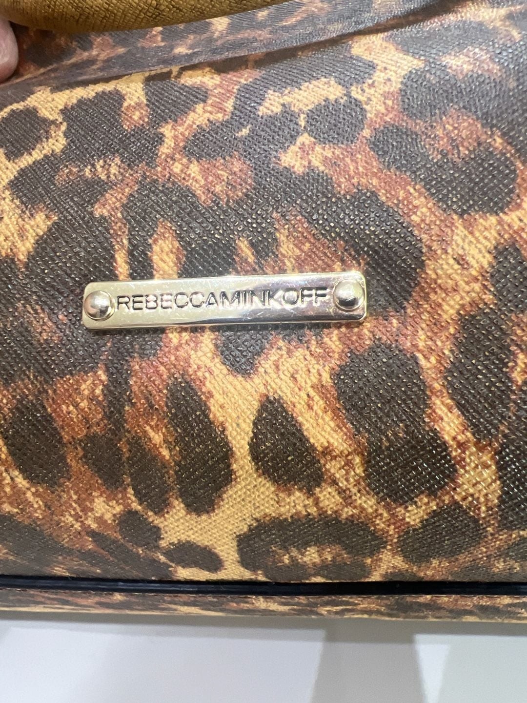Rebecca Minkoff M.A.B. Tote Leopard Print Saffiano Leather Satchel Bag