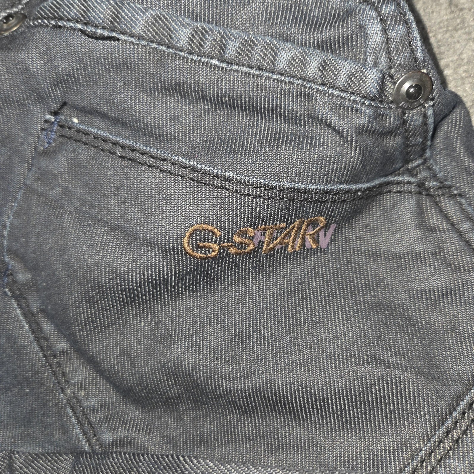 G-Star RAW Jeans Mens 36×32 Blue 3301 Straight Denim Belted Pockets Dark Wash