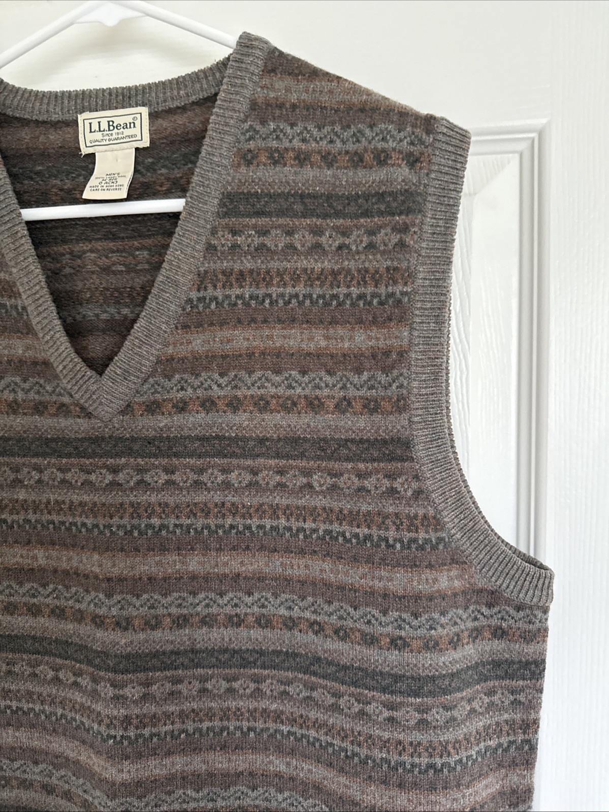 Vintage L.L. Bean Fair Isle Sweater Vest Men’s Large 100% Lams Wool