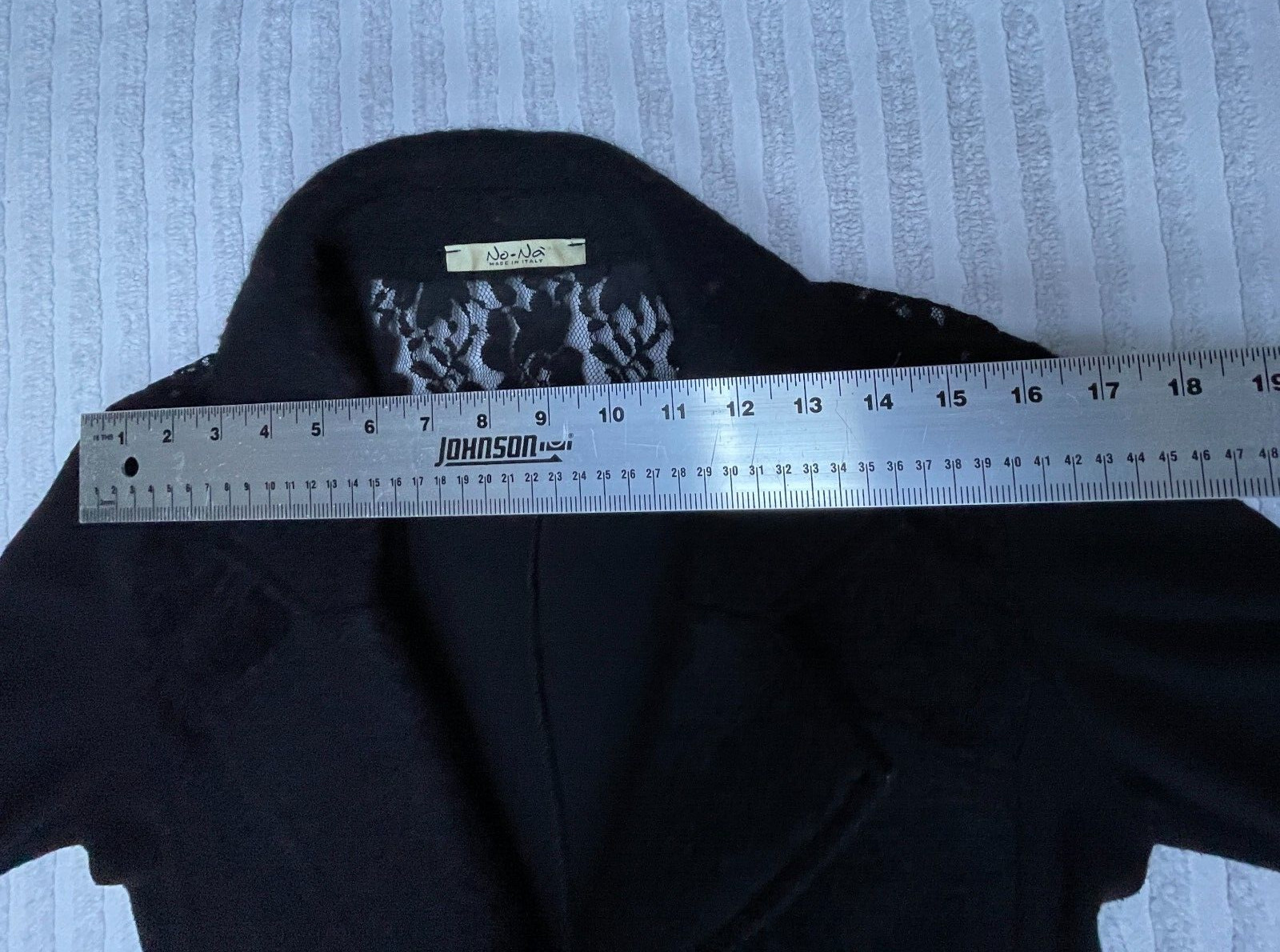No-Na Made in Italy Women Single-Button Blazer Jacket Black Textured Lace Detail