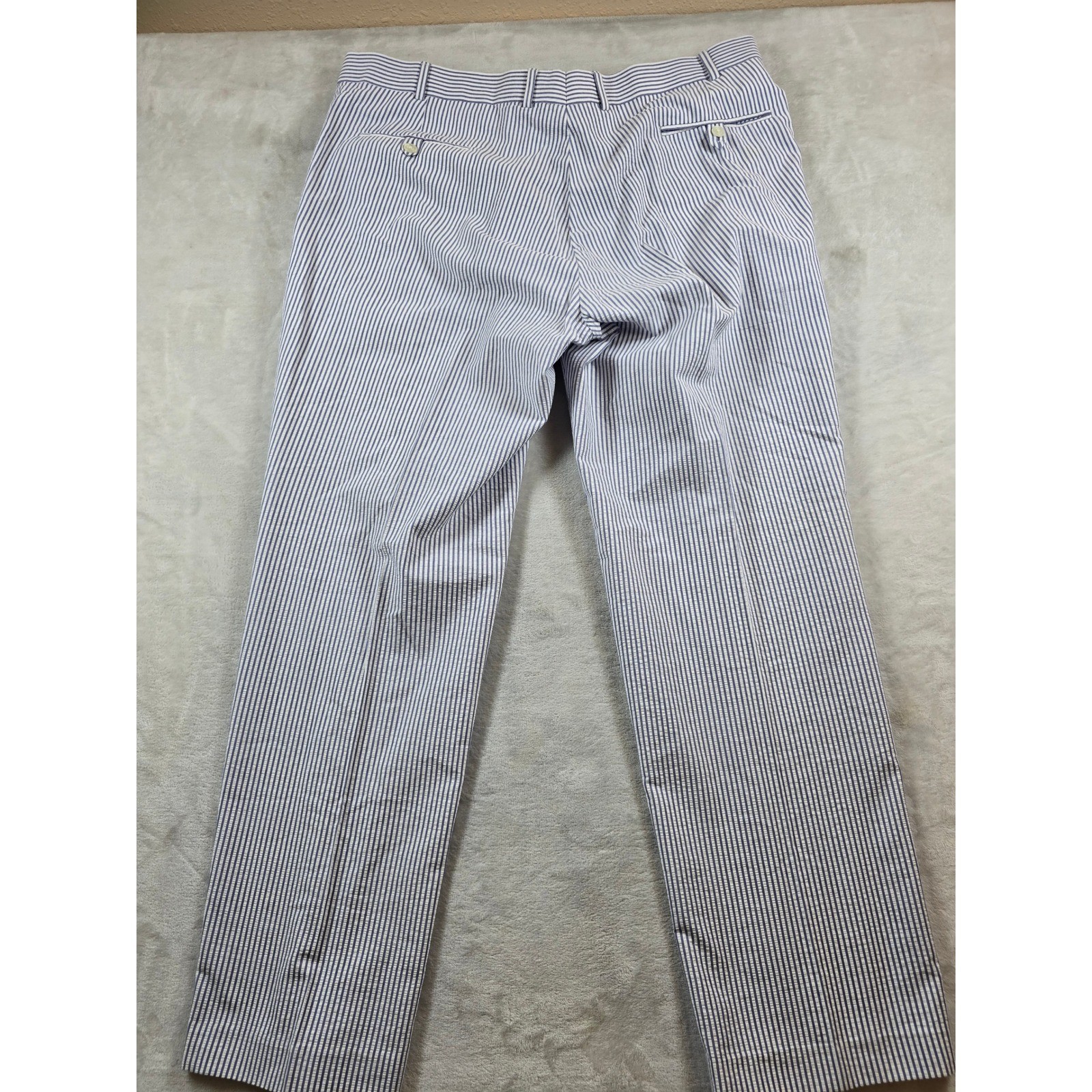 Haspel Seersucker Pants Mens 40×31 Blue White Striped Cotton Atom Trouser