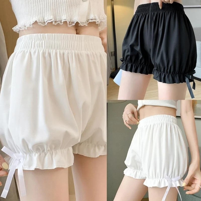 Women’s Pumpkin Pants Shorts Maid-Inspired Bloomers with Frilly for Daily &