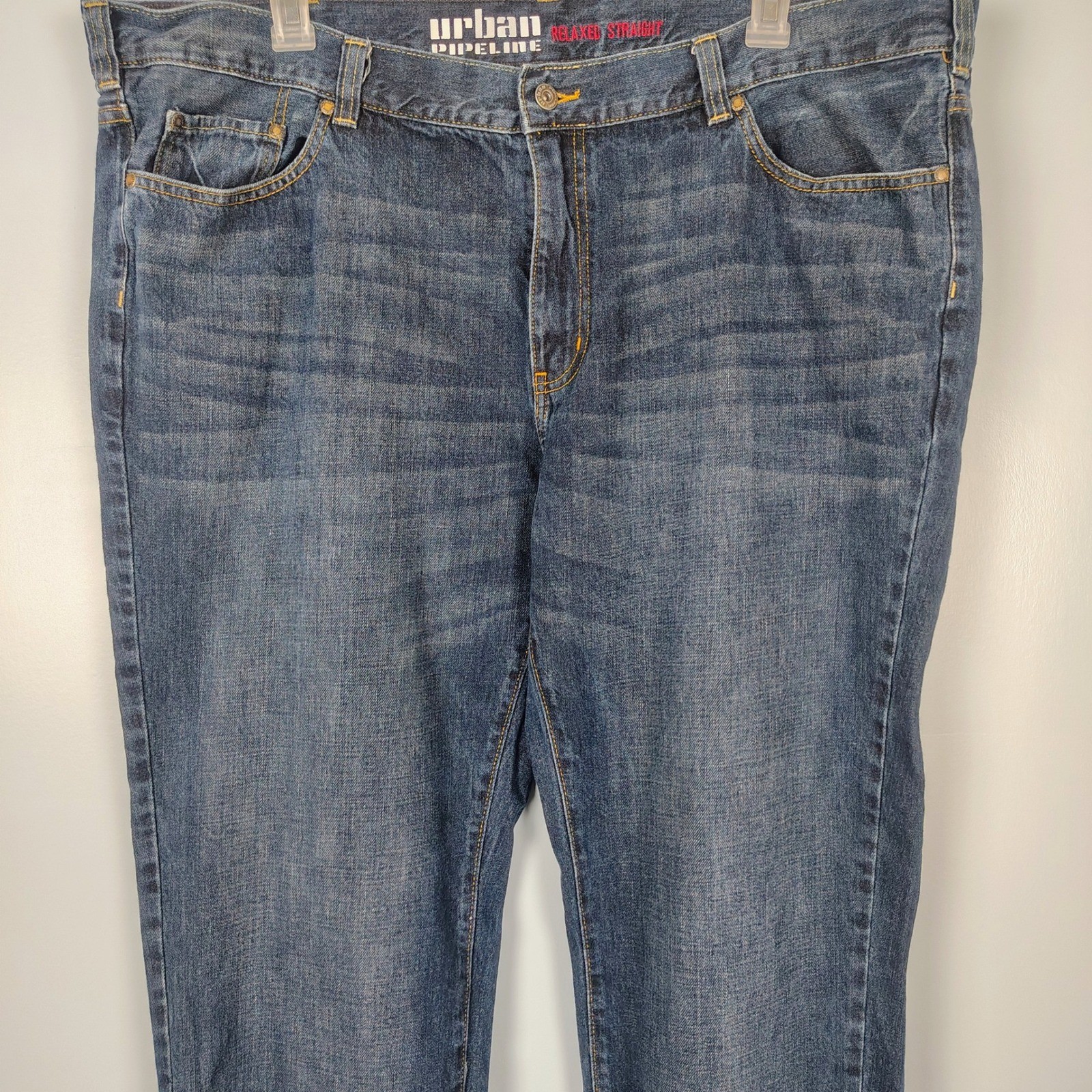 Urban Pipeline Mens Relaxed Straight Leg Jeans Medium Wash Blue 46/32 Denim