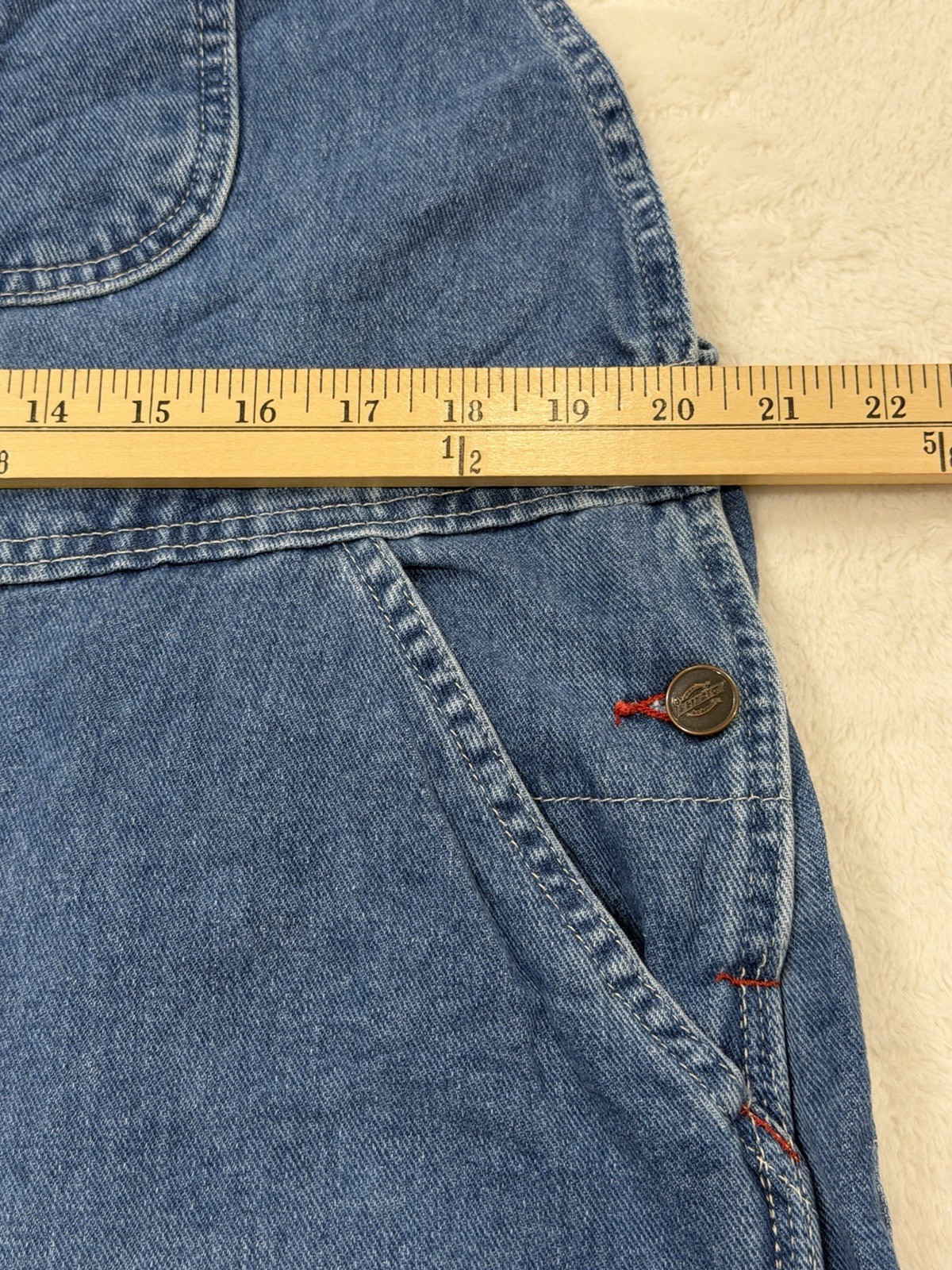 Dickies Blue Denim Cotton Overalls 38×32 (41×30.5) Construction Mechanic Worker