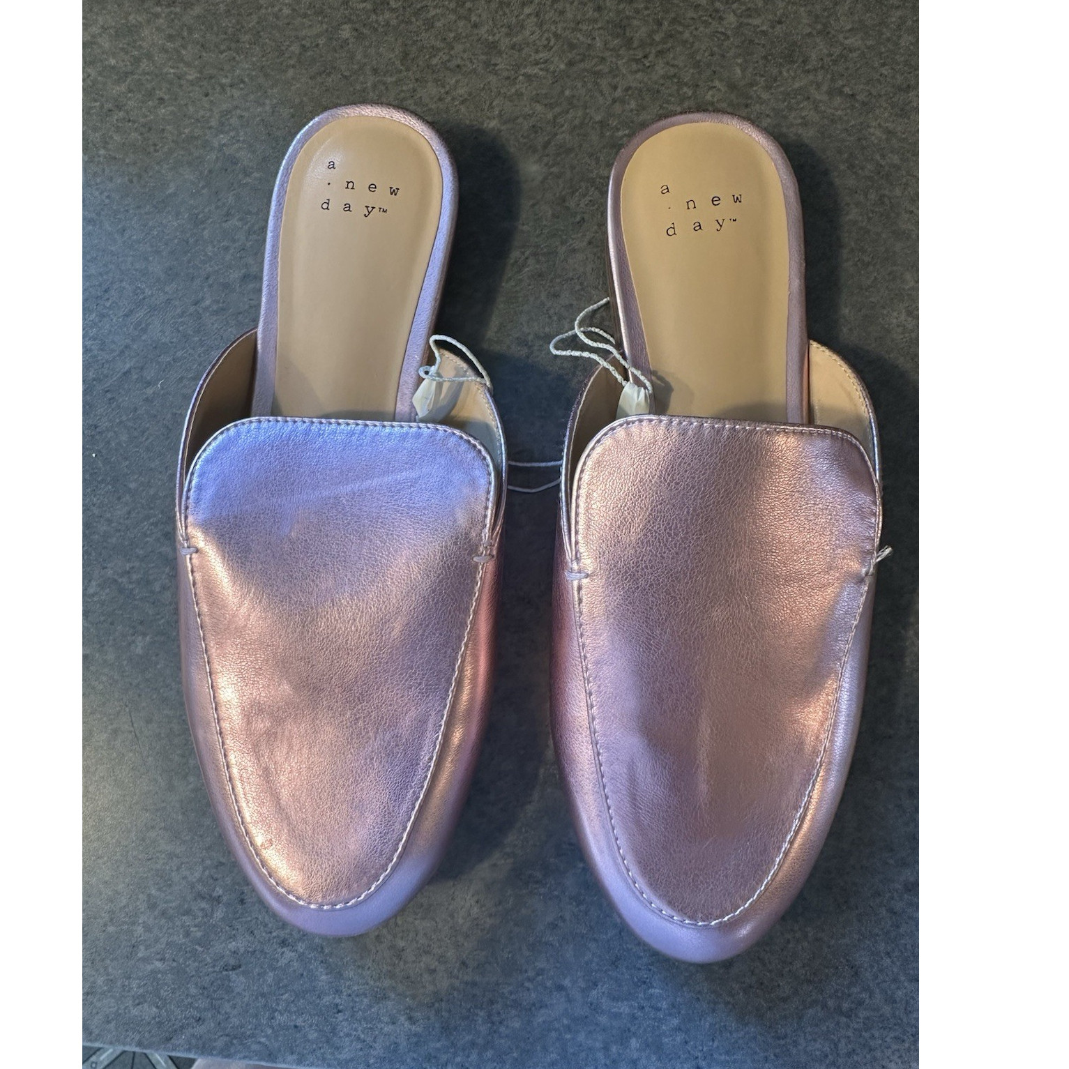 A New Day Women’s Pink Metallic Slip-On Flats 7W Man Made Materials Casual