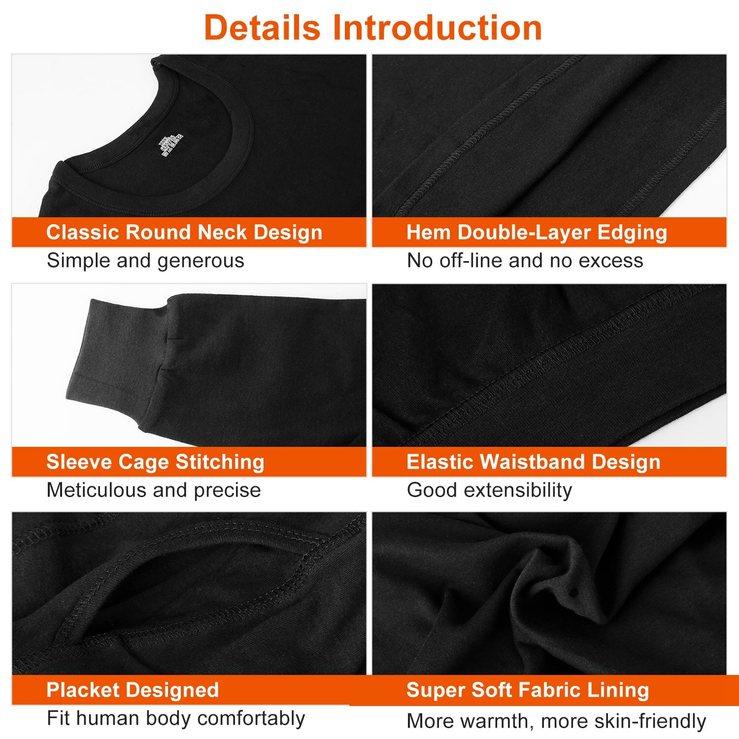 Men Thermal Underwear Set Cotton Long Johns Pants Sleeve Top Bottom Sports Suits