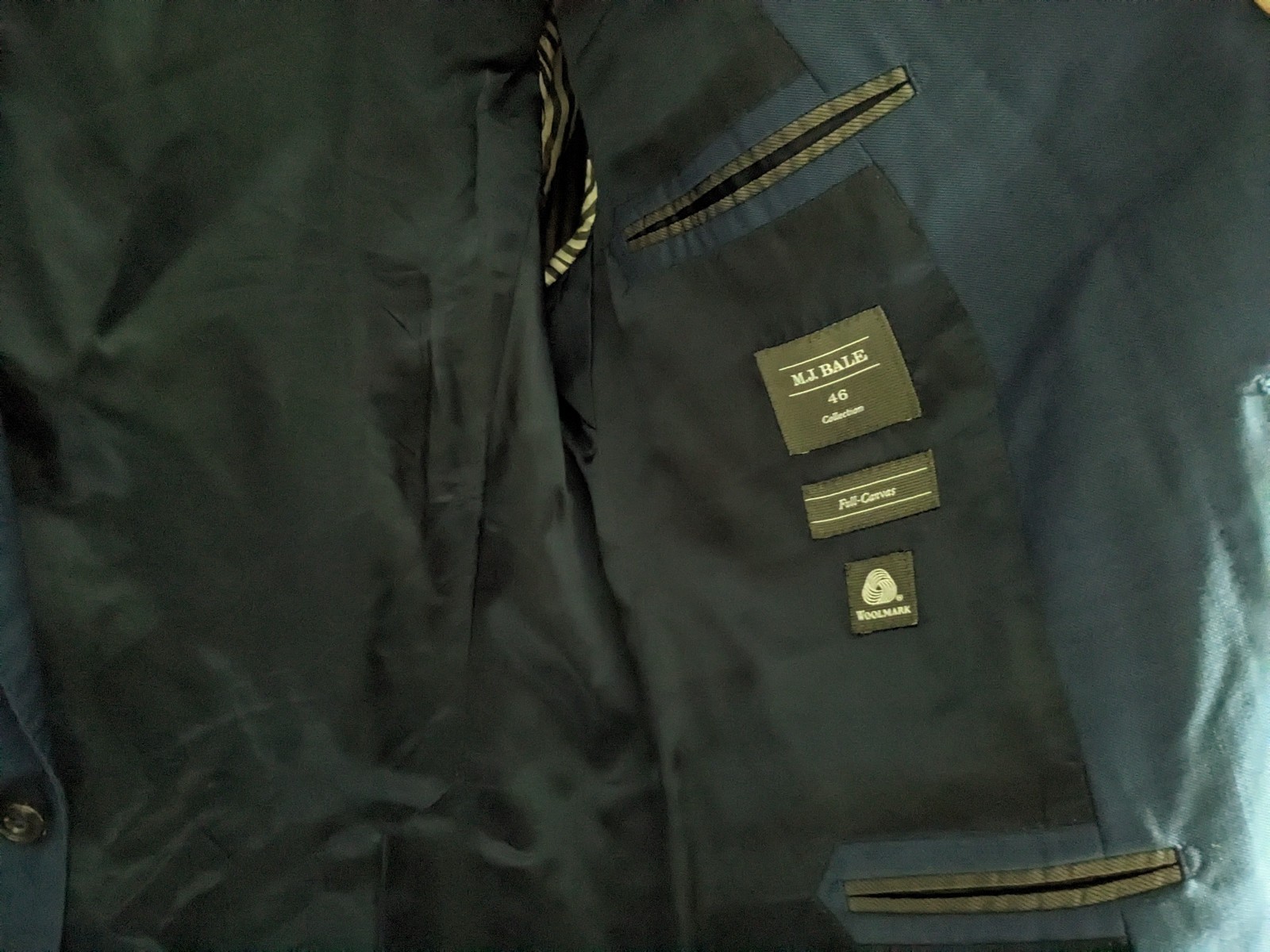 M.J. Bale Sakuro Denim Suit Jacket 46/40 Full Canvas Made in Japan VBC Wool