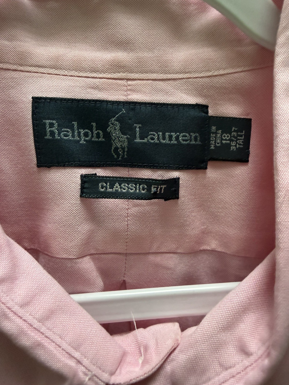 Ralph Lauren Pink Oxford Classic Fit Dress Shirt Flesh Pony Size 18” 36/37 Tall