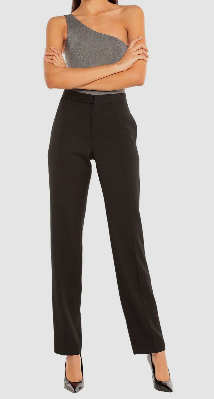 $910 Pallas Paris Women’s Black Wool High Waist Tuxedo Trousers Size EU 36/ US 4