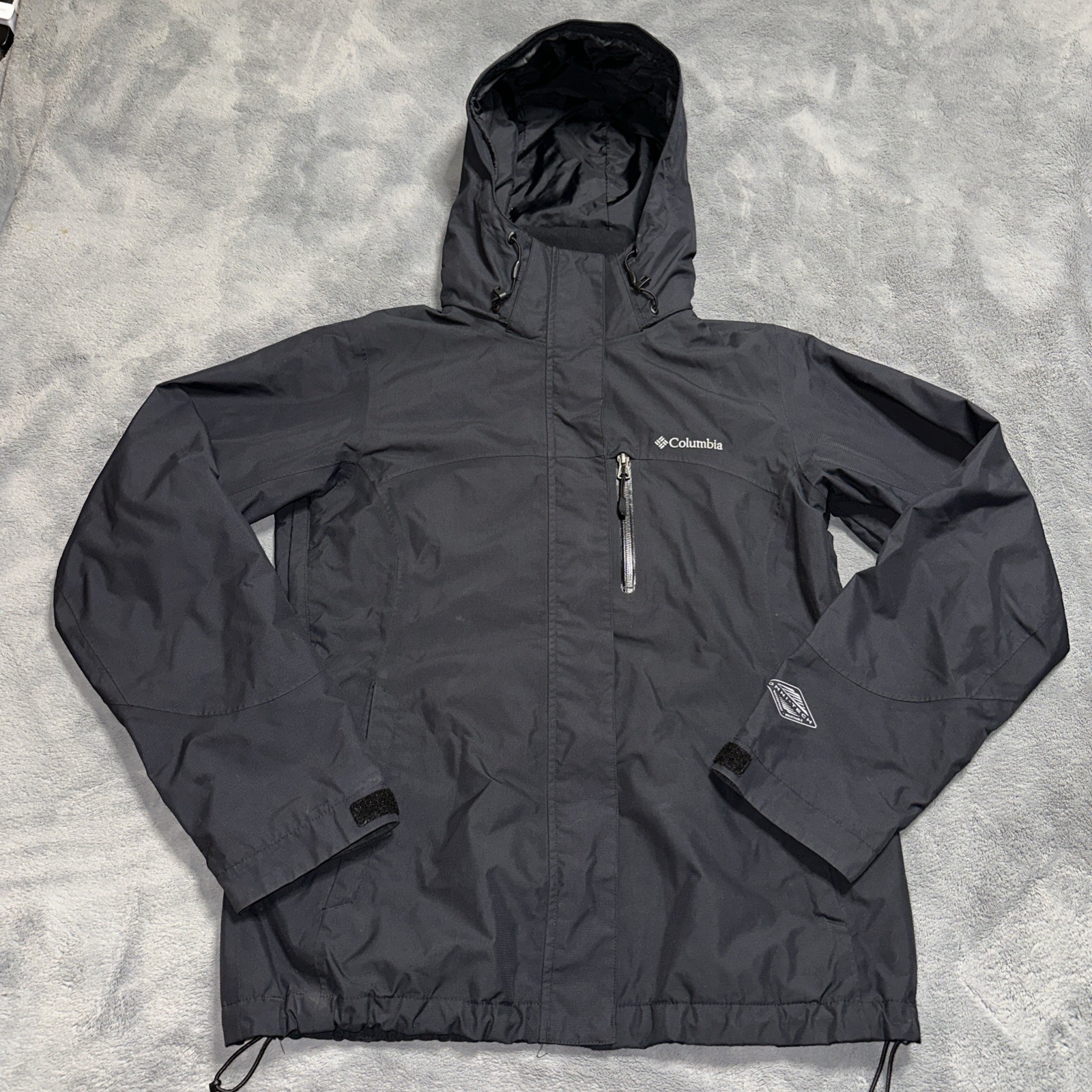 Columbia Interchange Jacket Medium Omni-Tech Waterproof Removable Hood Double Zi