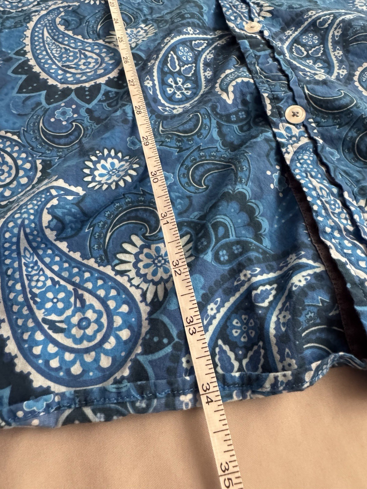 Cremieux Men’s 3XT Paisley Button-Front Long Sleeve Blue Button-Up Shirt 3x