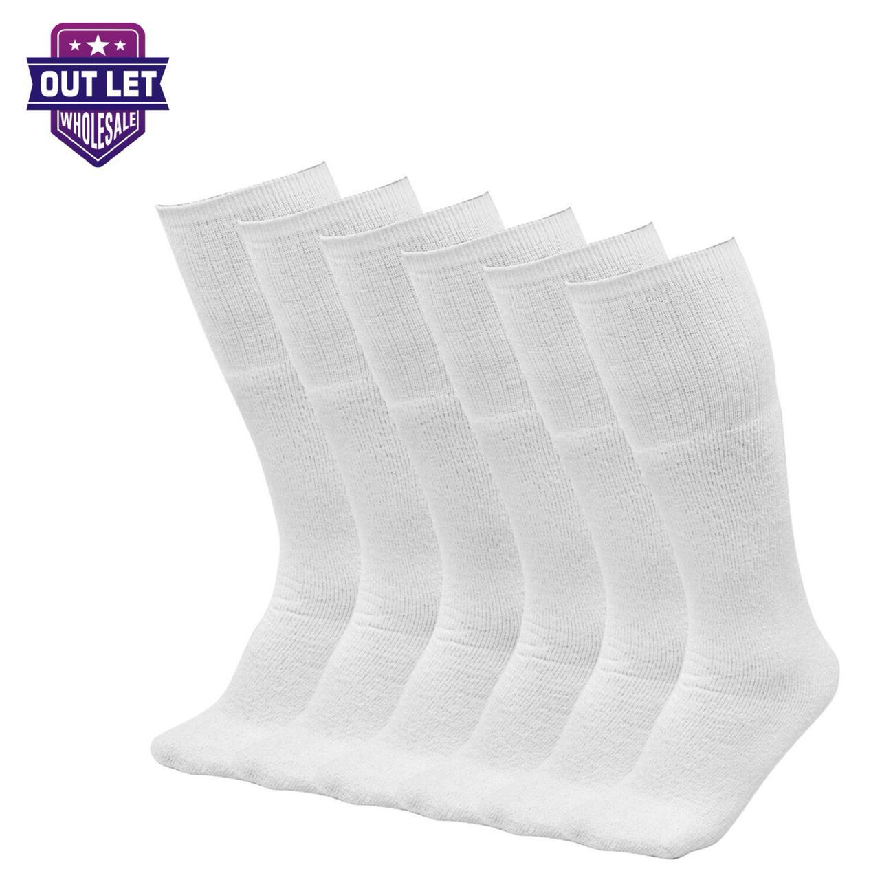 6-12 Pairs Men’s White Tube socks Over The Calf Sports Cotton Socks Big & Tall