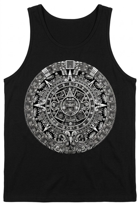 Gather Glory Aztec Calendar Mens Tank Top Sun Stone Mexican Pride Black