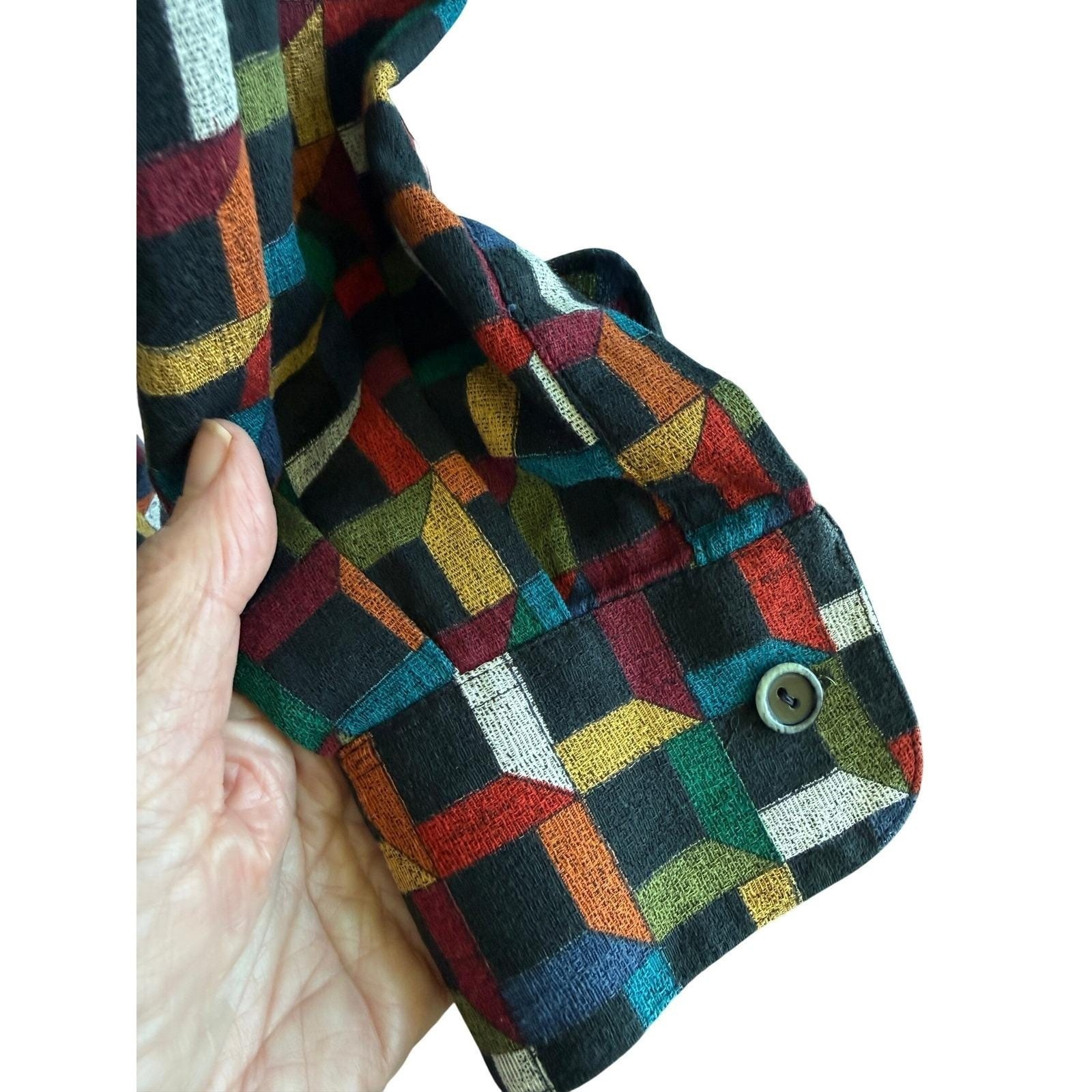 VTG Haupt Mens Geometric Multicolor Shirt Made in Germany Size 42 L 16.5