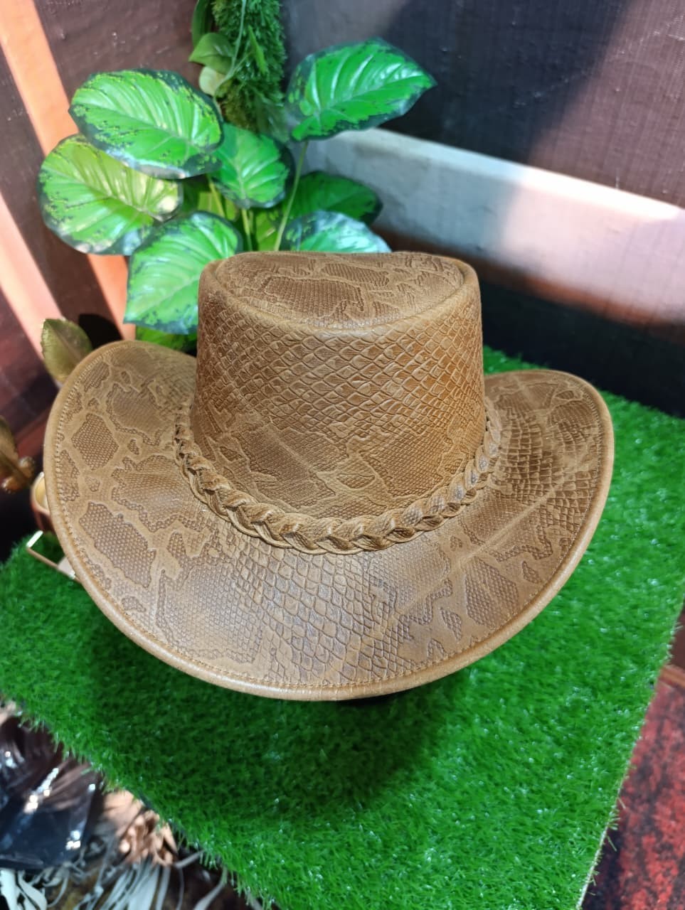 Western Style Genuine Leather Python Cowboy Hat Wide Brim for Men & Women