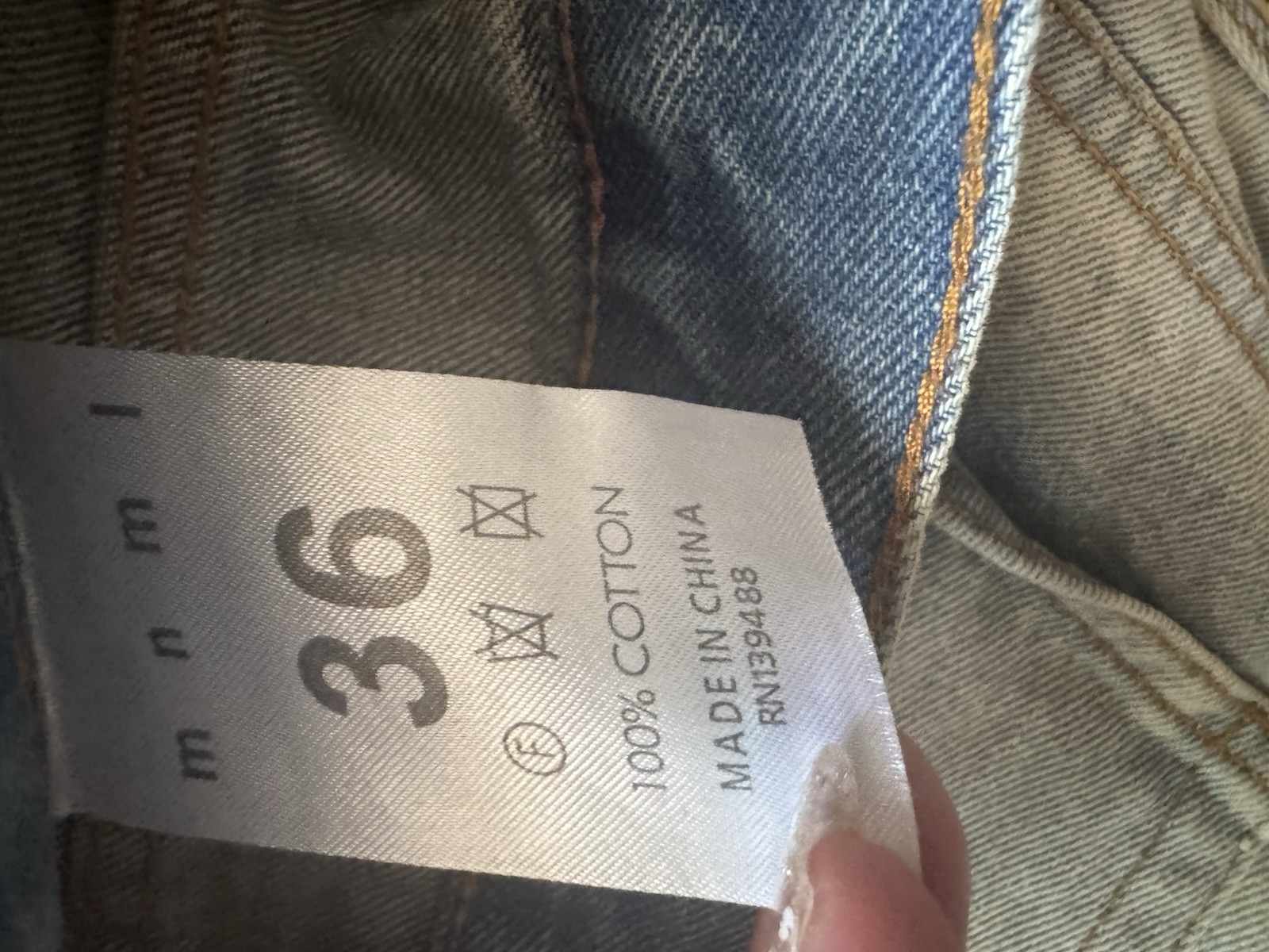 MNML Men’s Distressed Denim Button Fly Jeans Size 36 New
