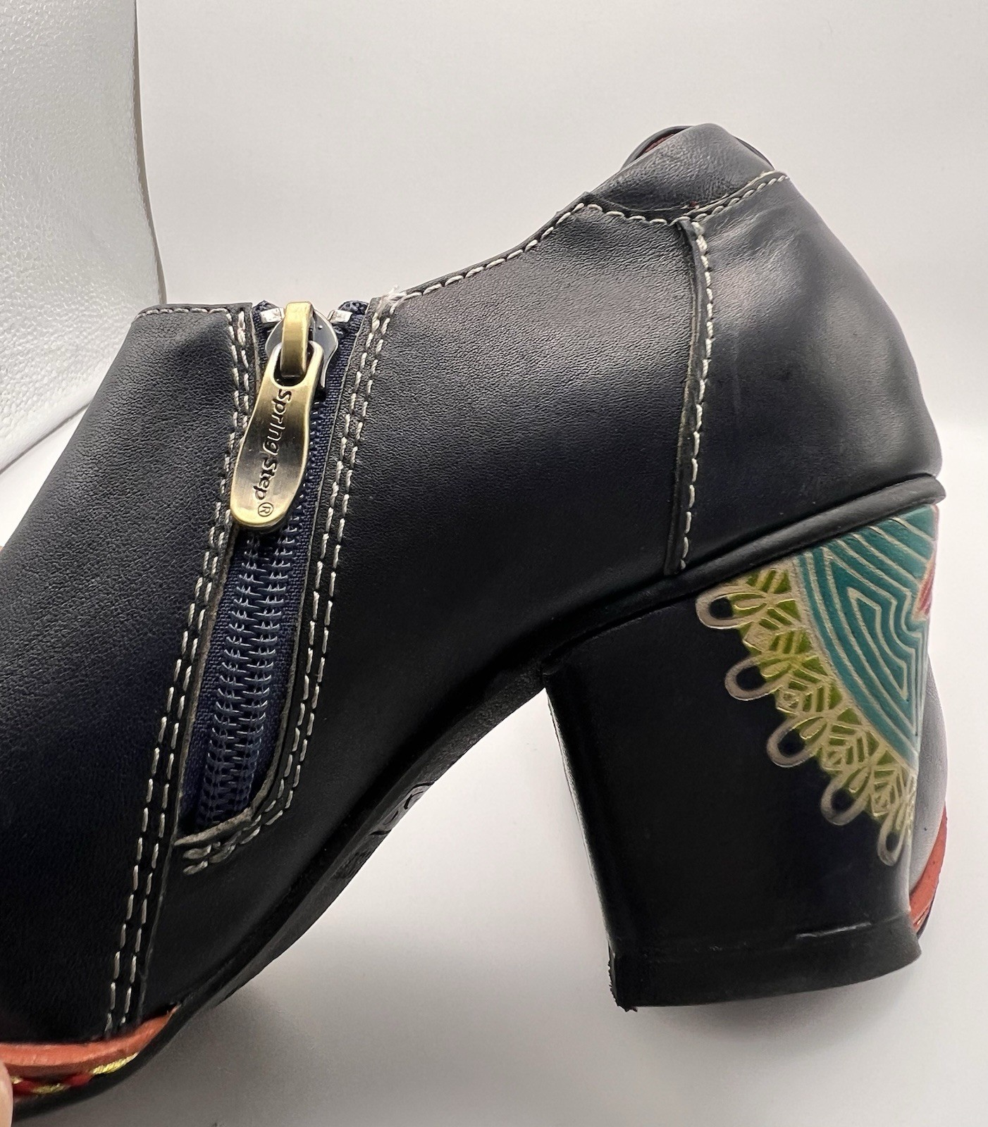 L’Artiste by Spring Step Zami Blue Leather Shoes Bootie Women’s Size 35 US 5