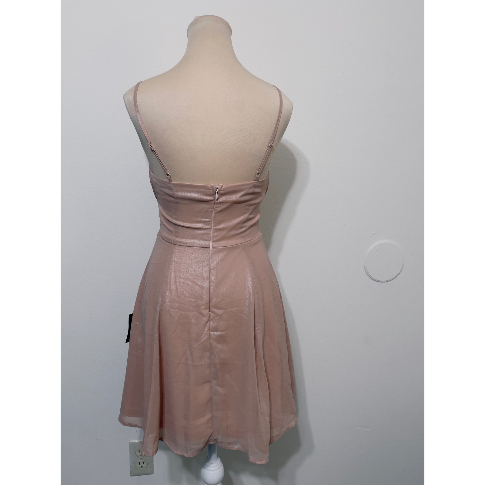 Lulus Shimmer Ruched Mini Dress XS Pink Metallic Cocktail Party Homecoming