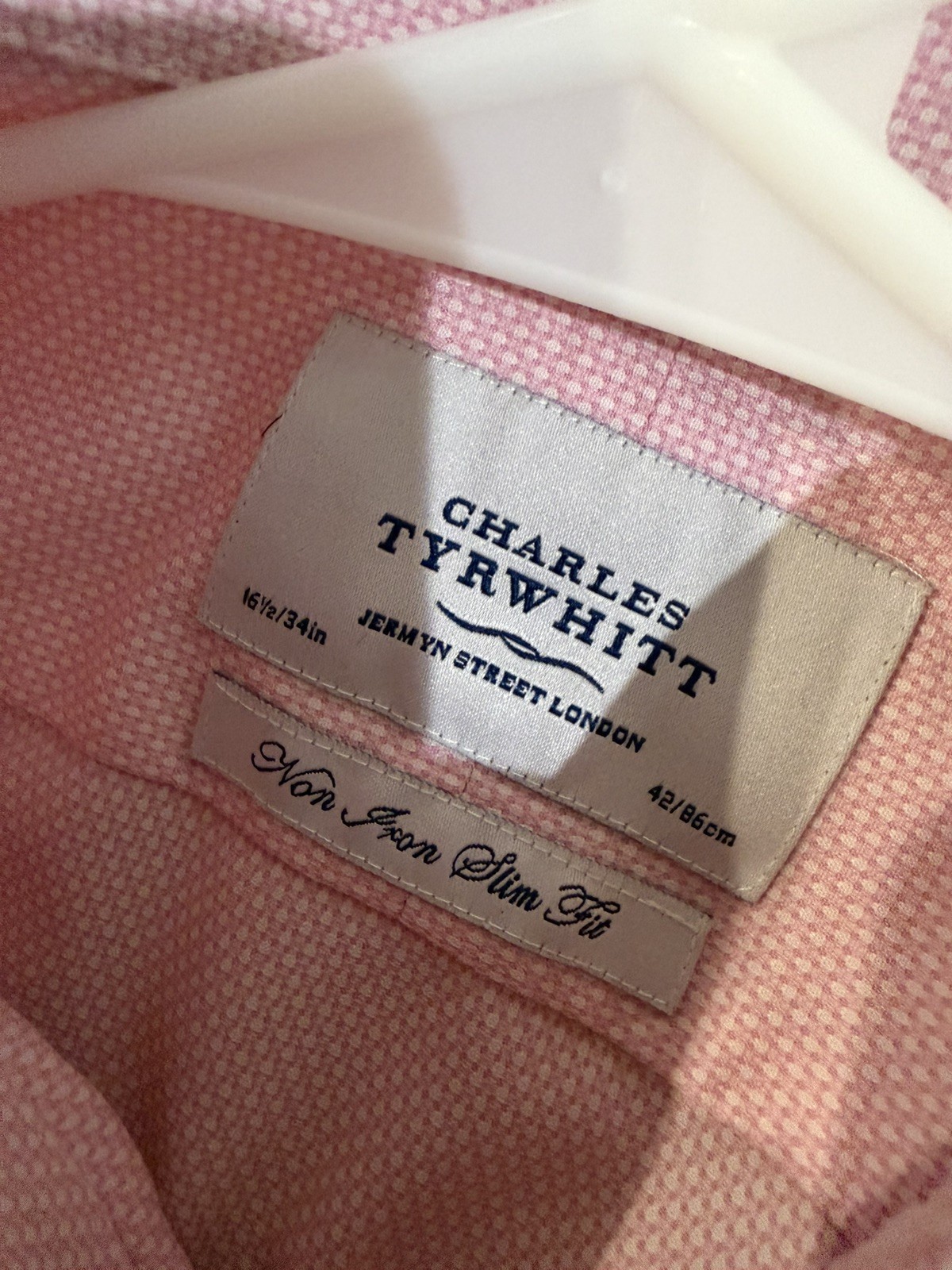 Lot of 5 Charles Tyrwhitt Dress Shirts 16.5 34 Slim Fit Non Iron + Collar Stay