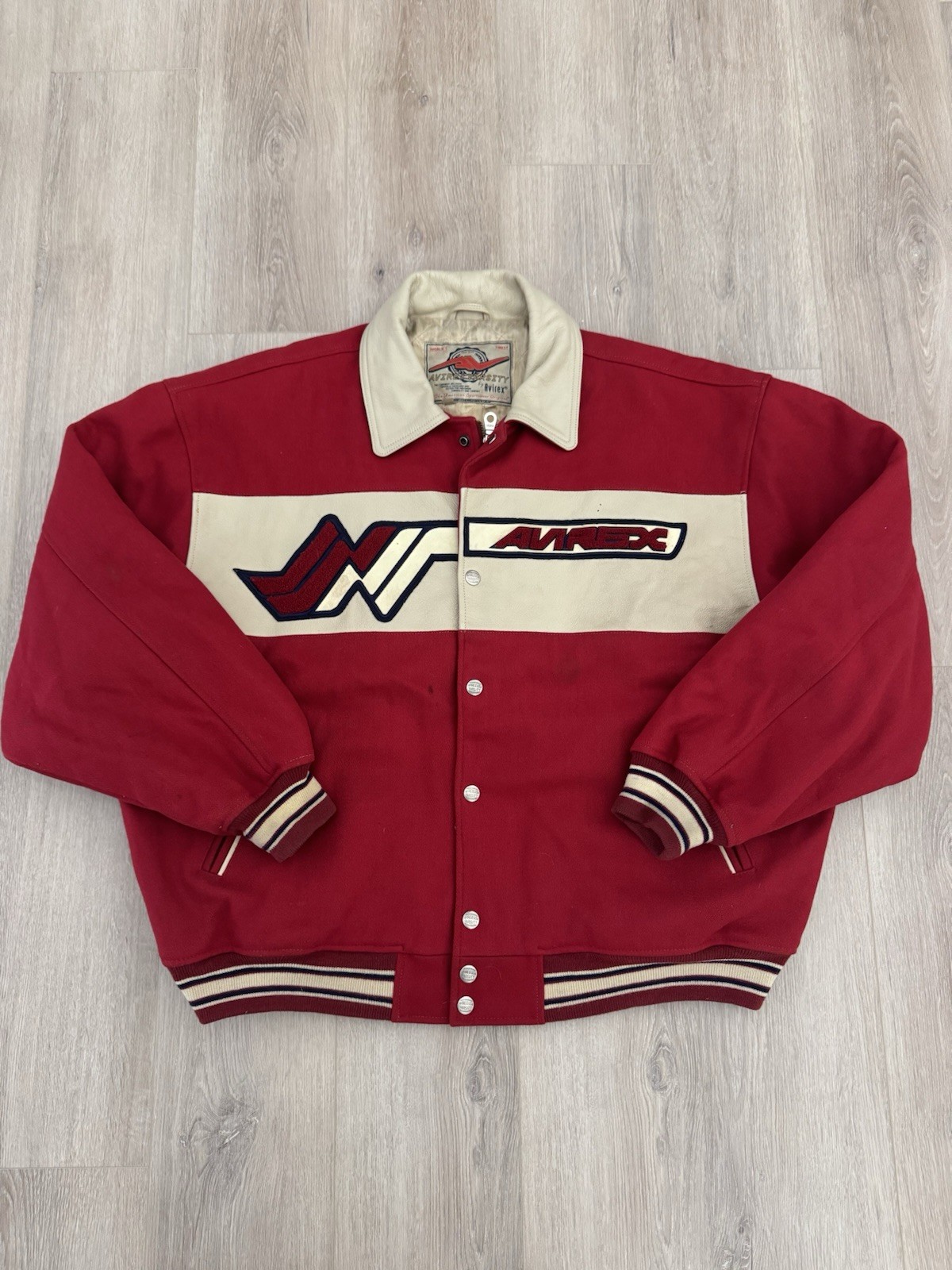 vintage Avirex NYC Rare Varsity Indian Chief Embroidered Zip Up Bomber Jacket