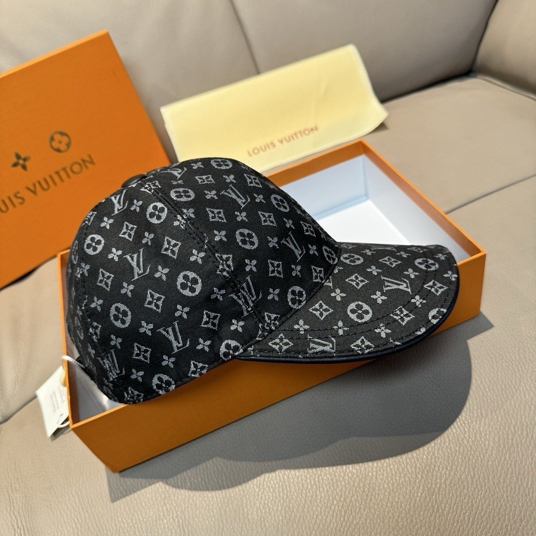 Louis Vuitton Black/Gray Monogram Baseball Cap Designer Hat One Size