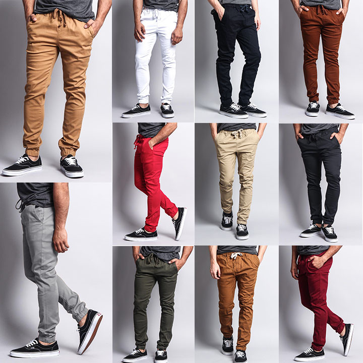 Victorious Men’s Elastic Waist Trousers Twill Skinny Joggers Pants – JG876-JJ1F