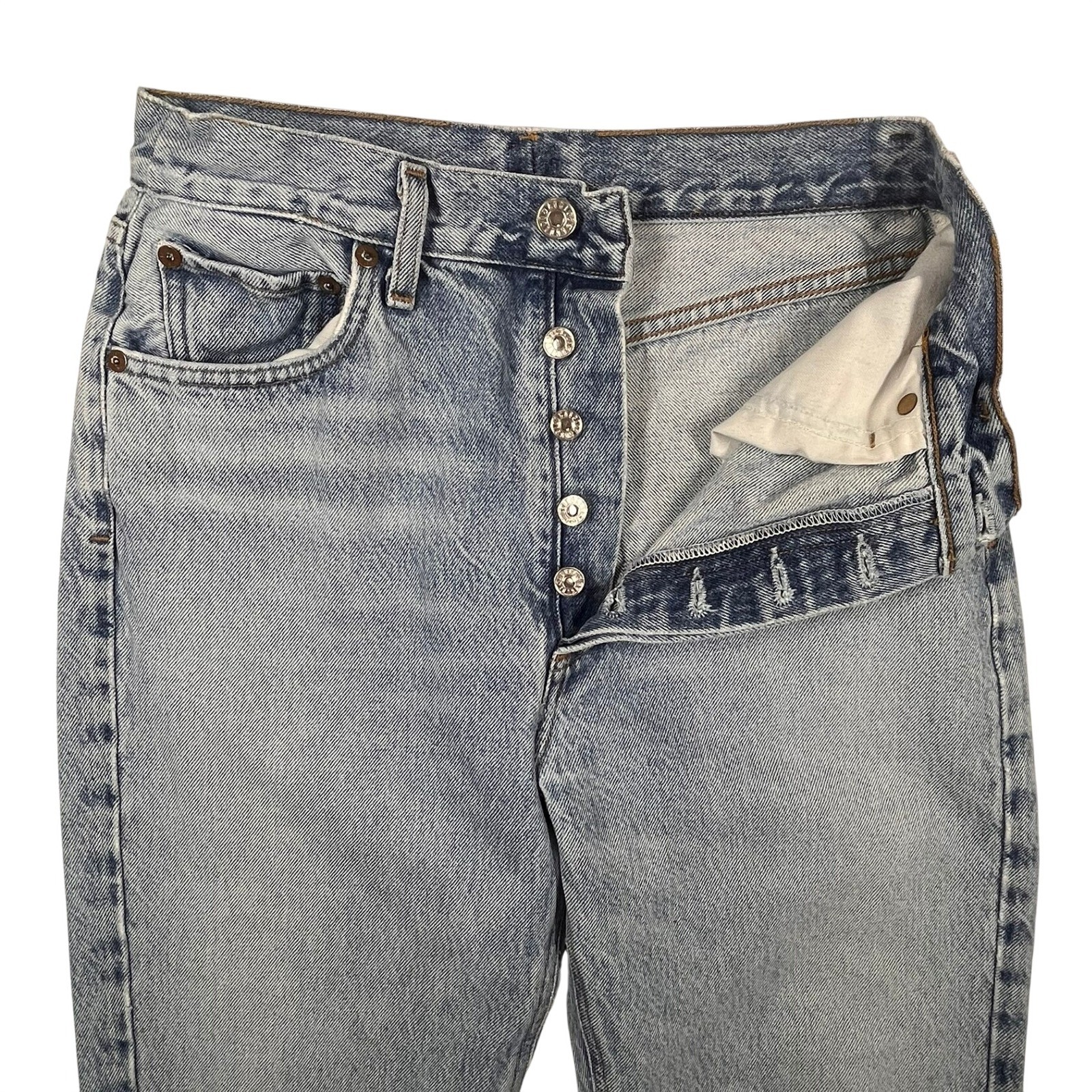 Agolde Riley High Rise Straight Crop Jeans Light Indigo Raw Hem Women’s 27×26