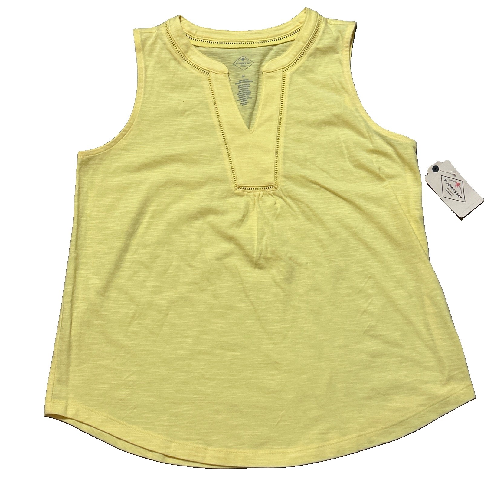 St John’s Bay Women’s Summer Blouse M Yellow Shirt Top JCP Sleeveless Summer