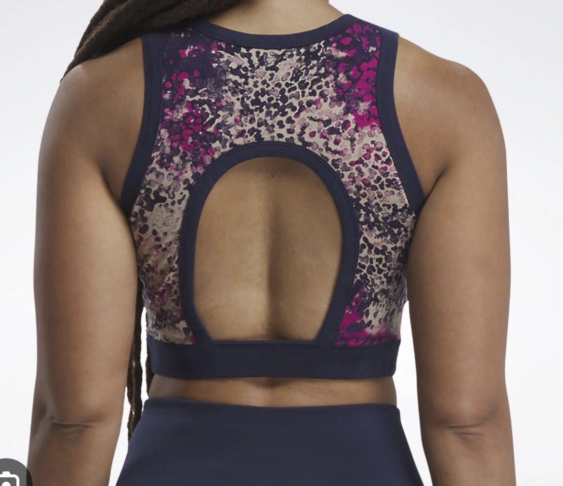 Reebok Sports Bra Womens Size XL Active Workout Mod Safari Keyhole Cotton NWT