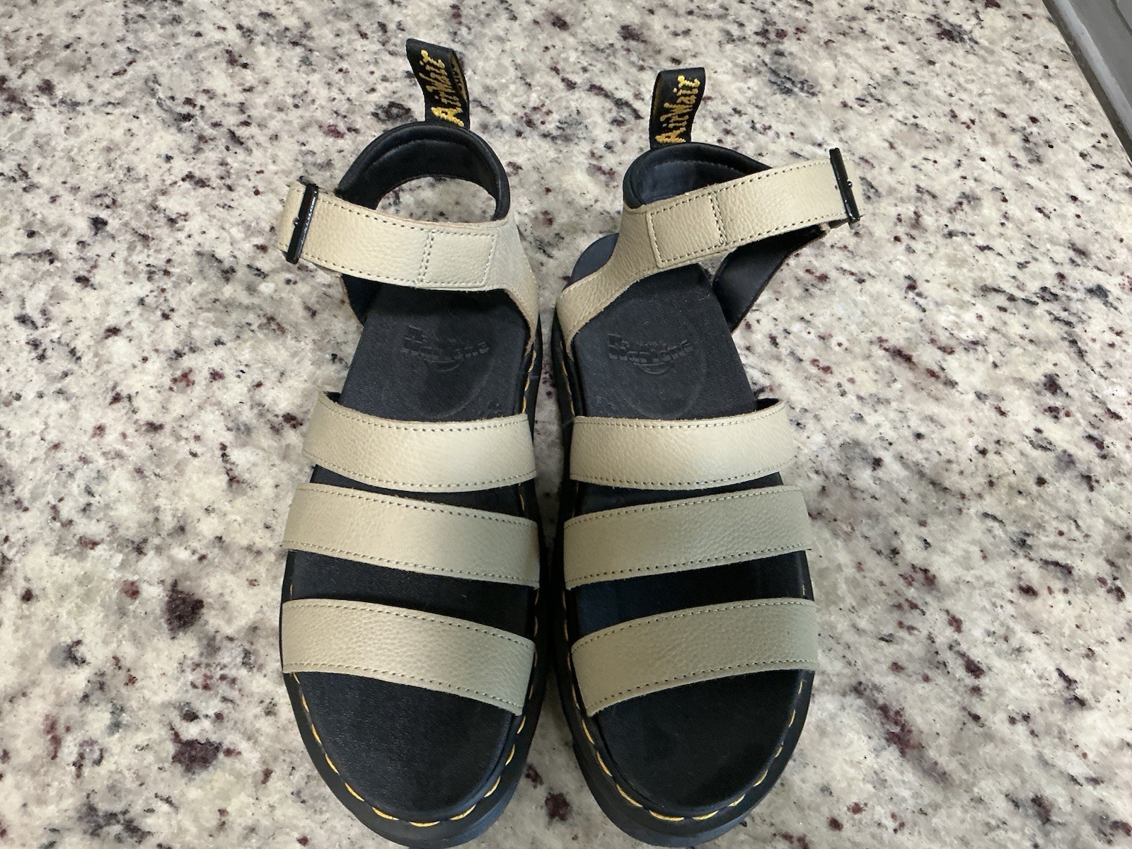 Dr. Martens Women’s Strappy Platform Sandals Size 8 Beige/Black Buckle