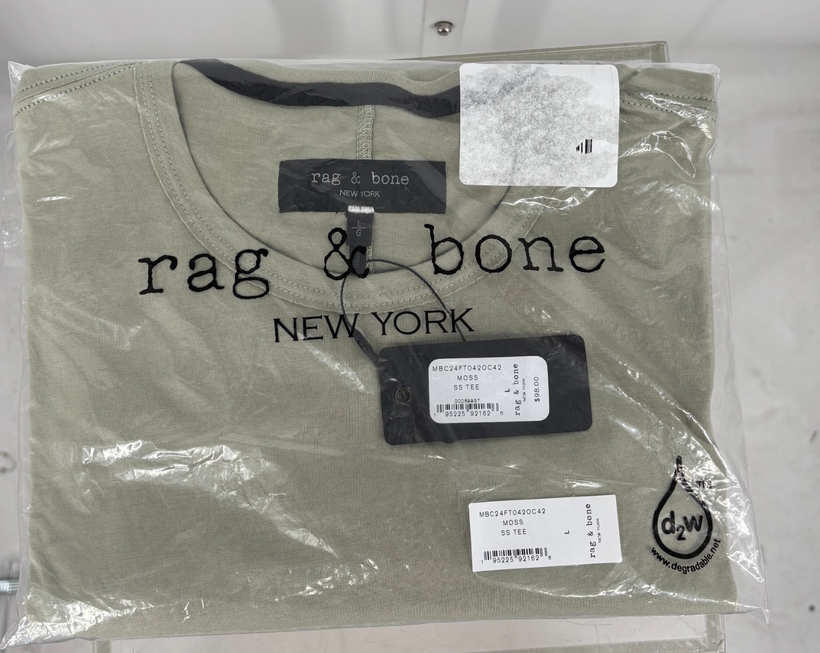 New Rag & Bone Core Short Sleeve Tee Mens Moss Green Cotton S/S $98