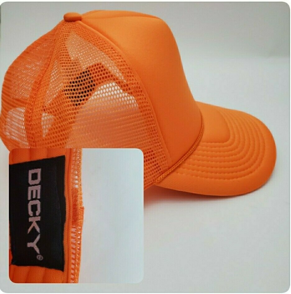Decky Cap Orange Mesh Back Adjustable Snap Back One Size Fit Most
