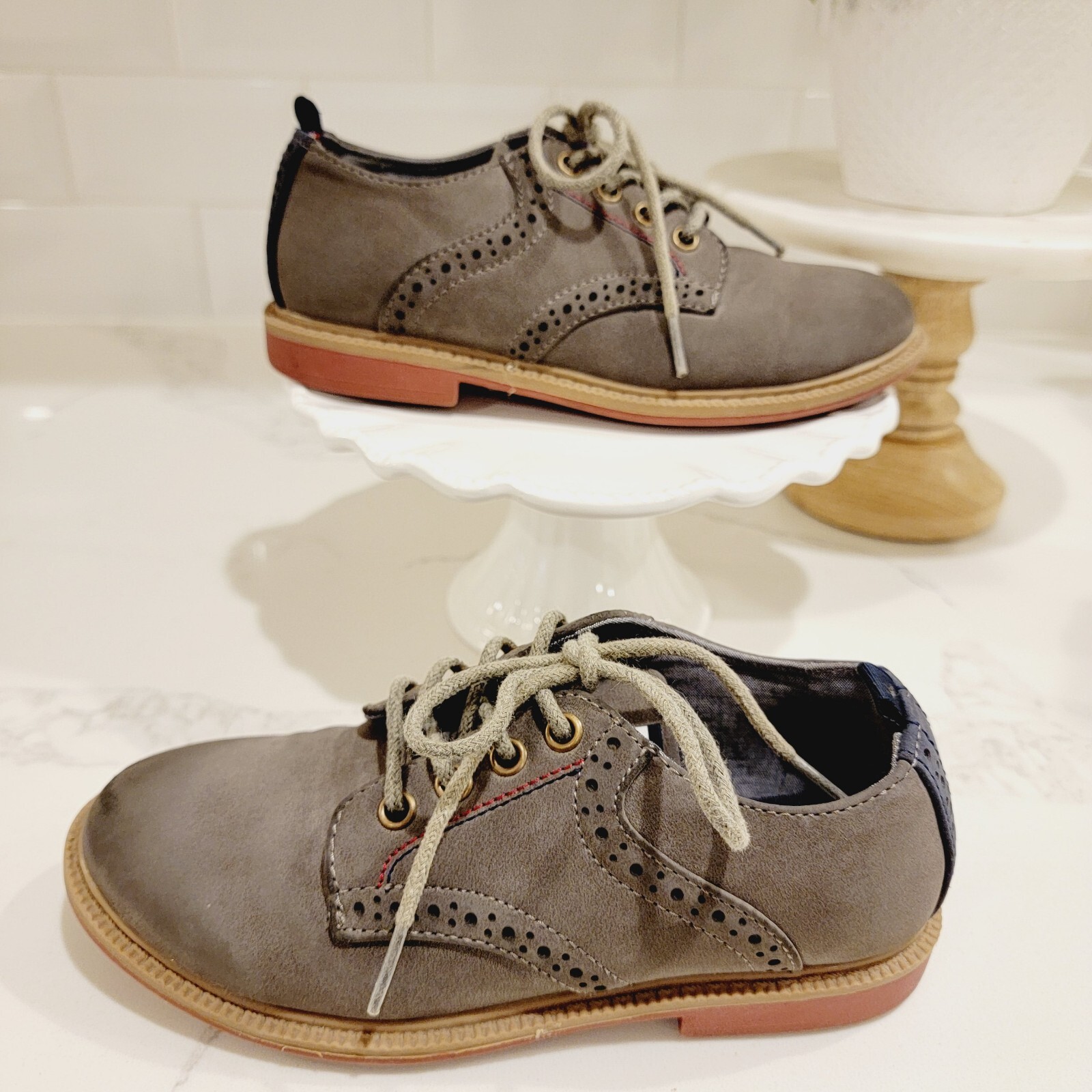 TOMMY HILFIGER Michael Pearl Boys Oxford Grey Lace Up Shoes Size 12