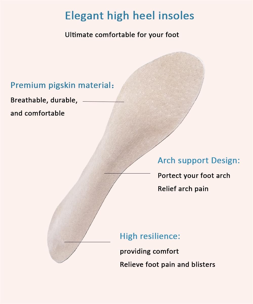 2 Pairs Pigskin High Heel Cushion Inserts Insoles , Adhesive Arch Sandal Inse…