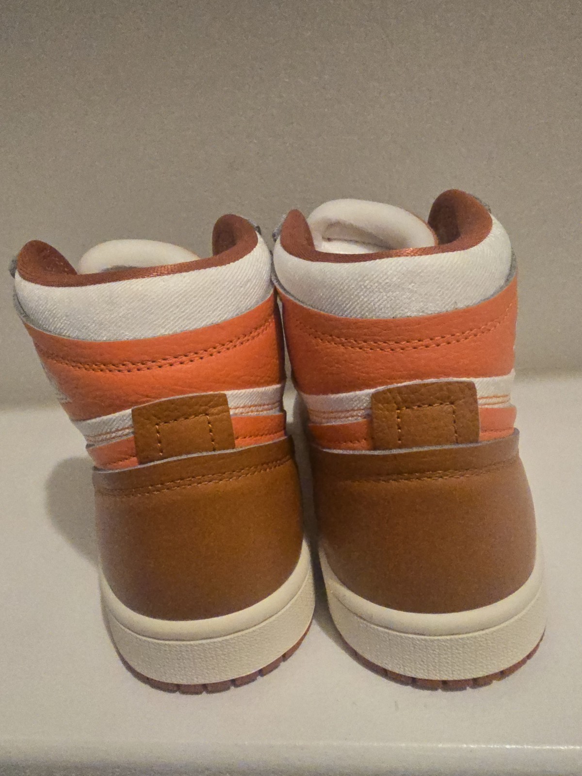 Jordan Air Jordan 1 Mid Apricot High Top Sneakers Orange Brown White Lace-Up