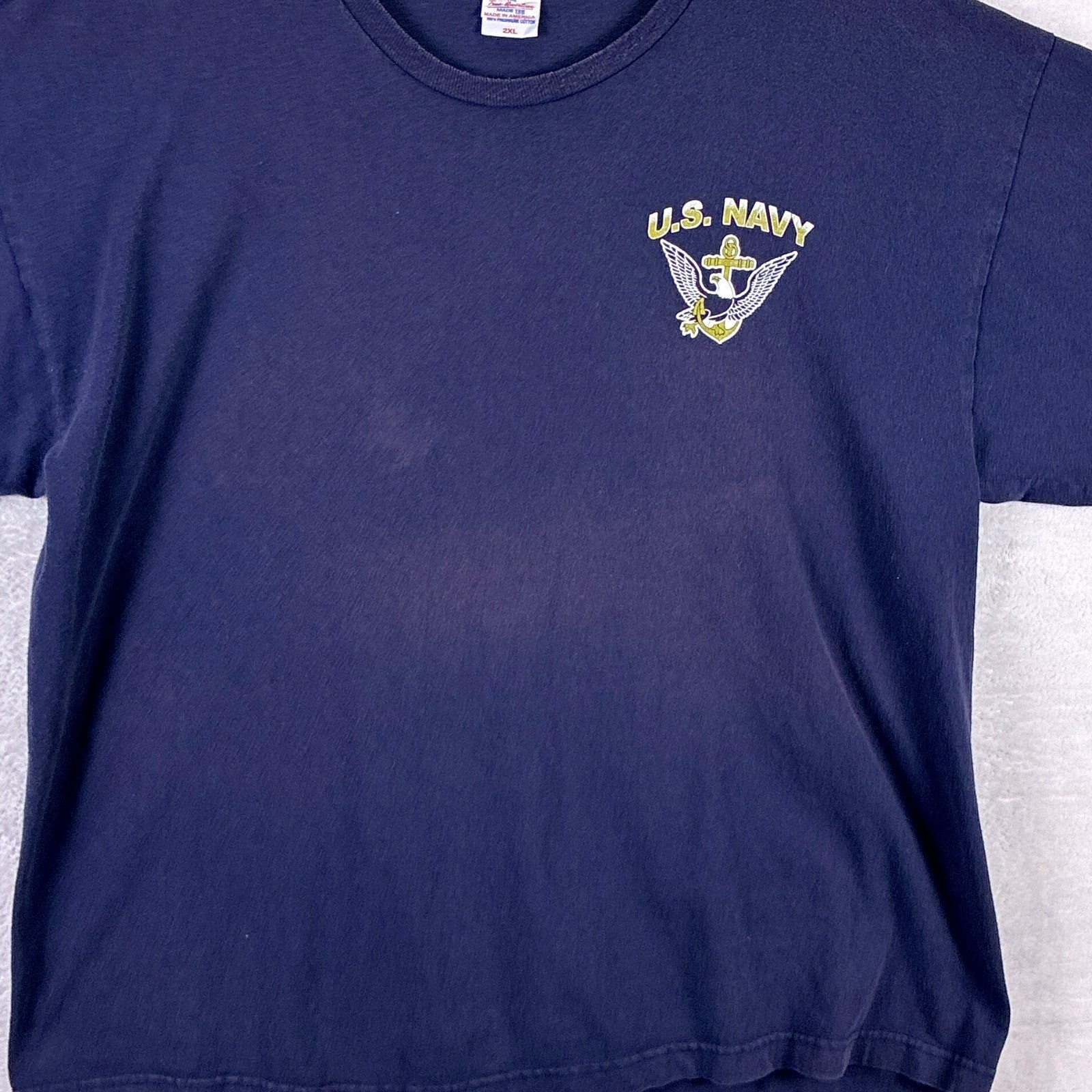VTG US Navy Tshirt Mens 2XL Aircraft Carrier Destroyer F-18 Hornet Military USA