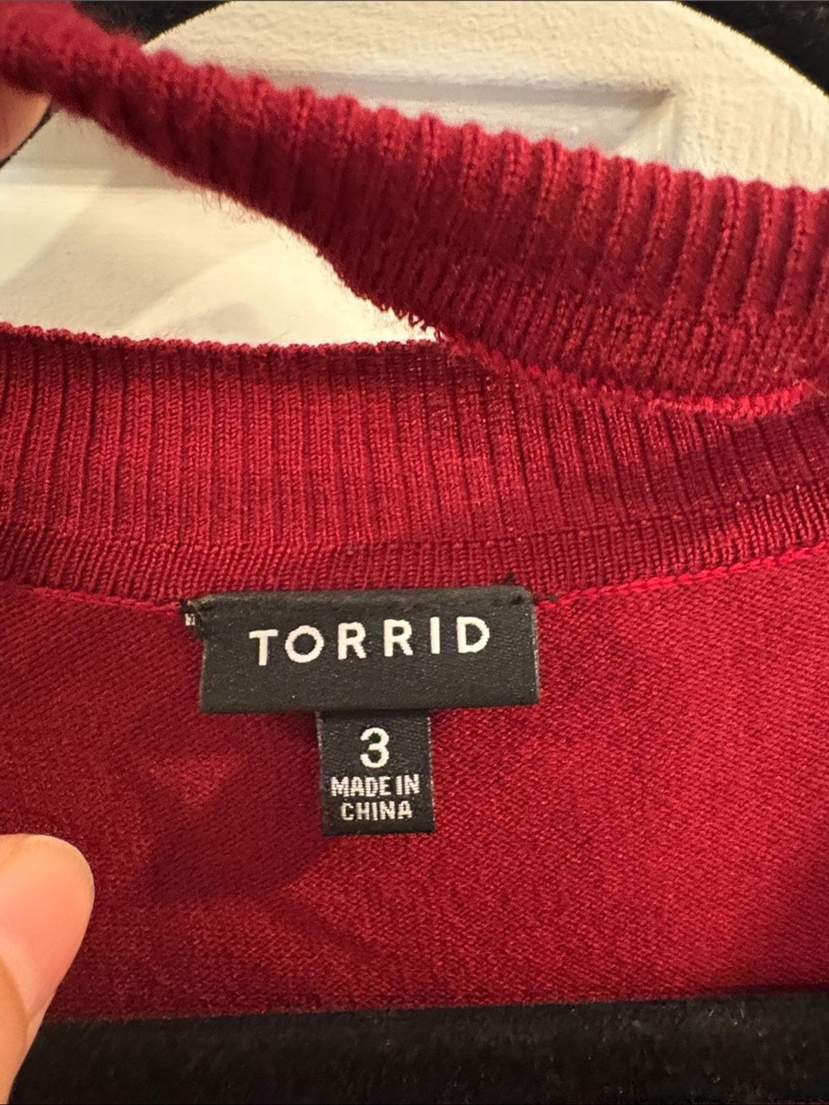 Torrid Red Knit Cut out Top with lace trim