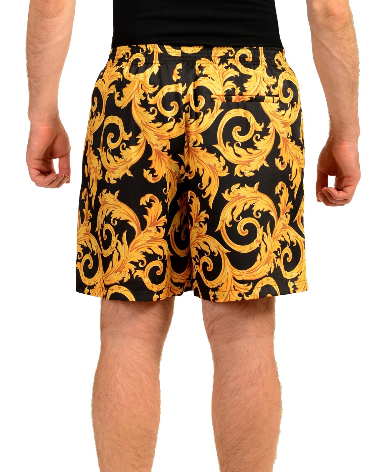 Versace Men’s Barocco Print Black & Gold Casual Shorts US 38 IT 54