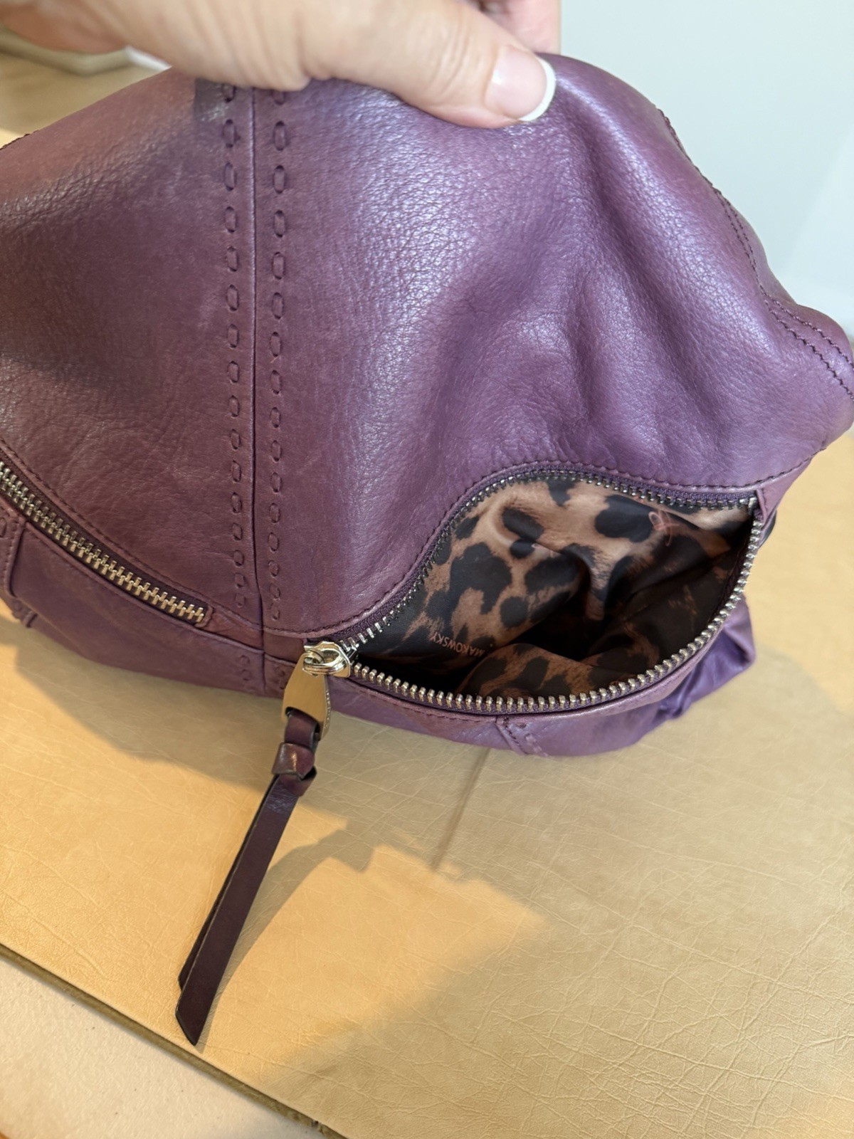 Vintage Y2K B. Makowsky Purple SOFT Leather Shoulder Bag Slouchy Purse 11.5”x15”