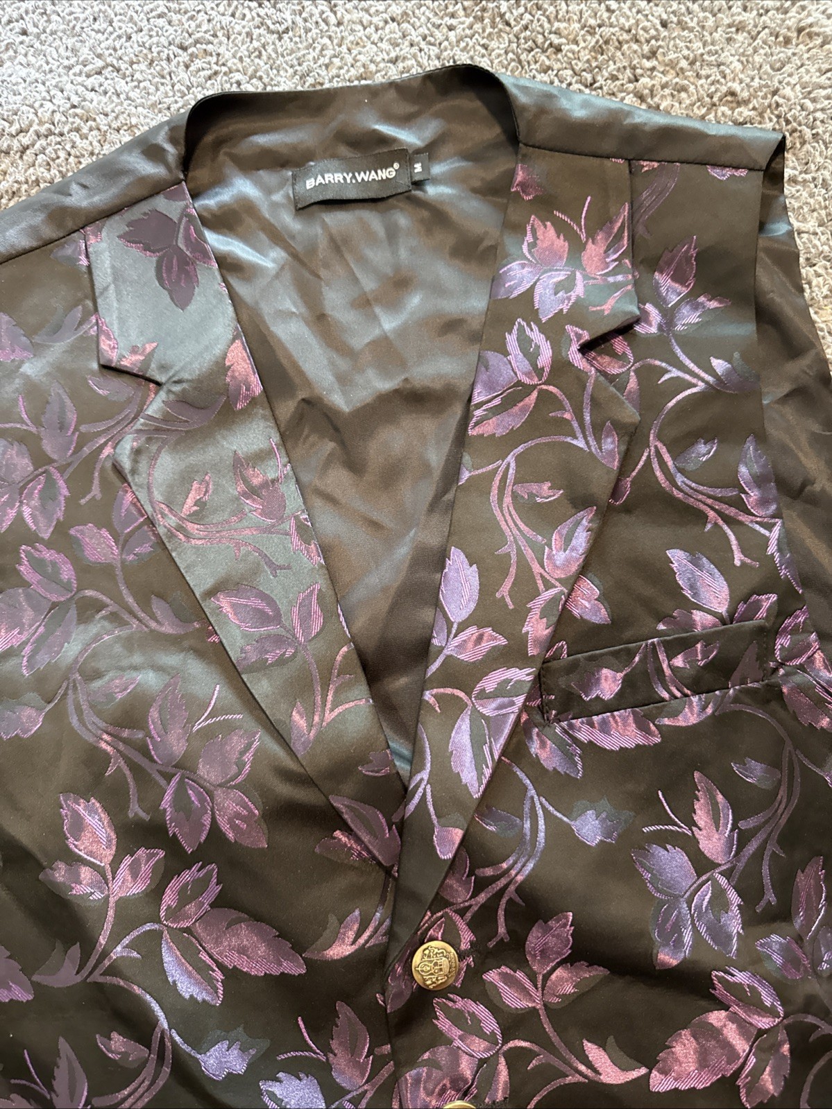 Mens Satin Vest~By Barry.Wang~Purple~Paisley~ Medium Cruise Wedding