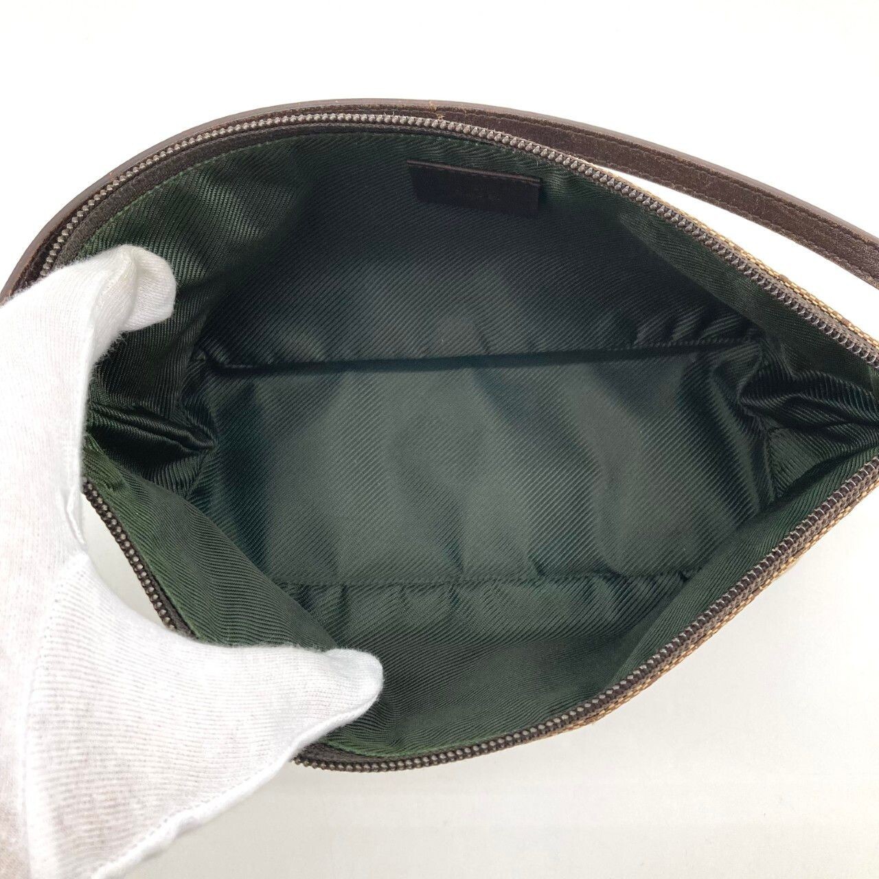 GUCCI Boat Bag Pochette GG Monogram Beige Vintage Authentic From Japan