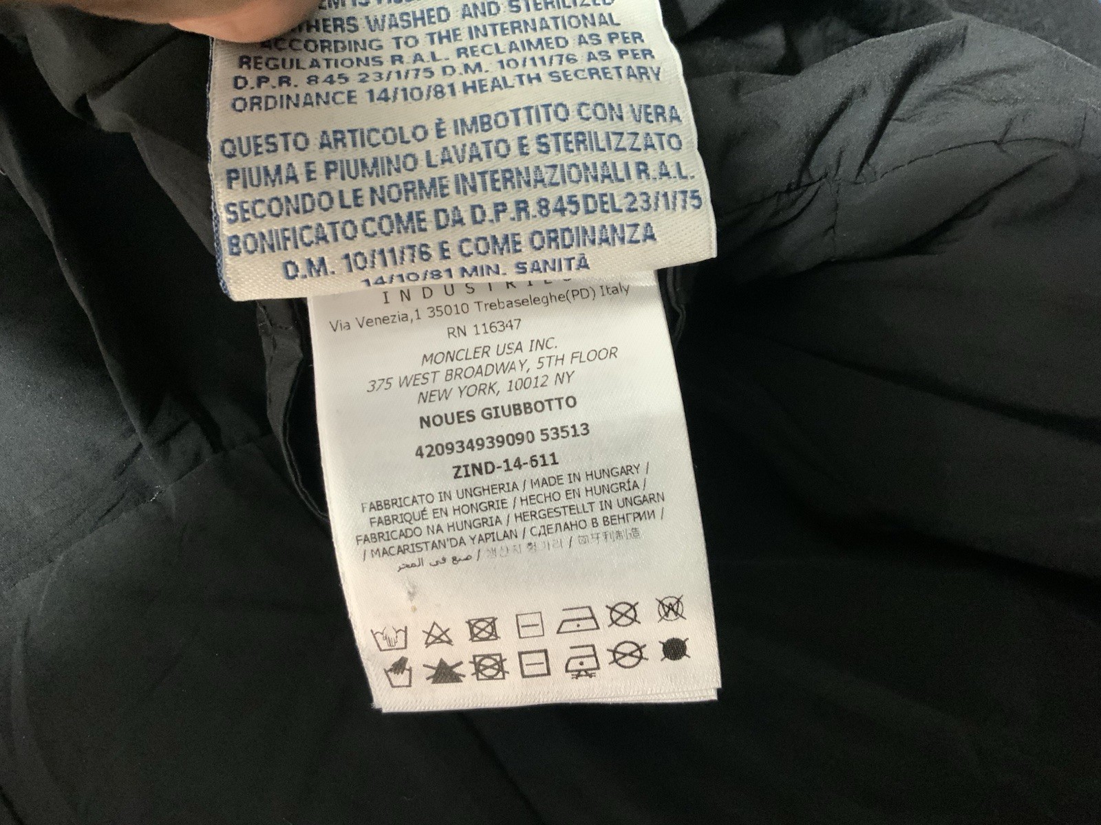 Moncler RRP 1925 $ Noues Padded Jacket / Coat, Black color, M.in.Hungarie